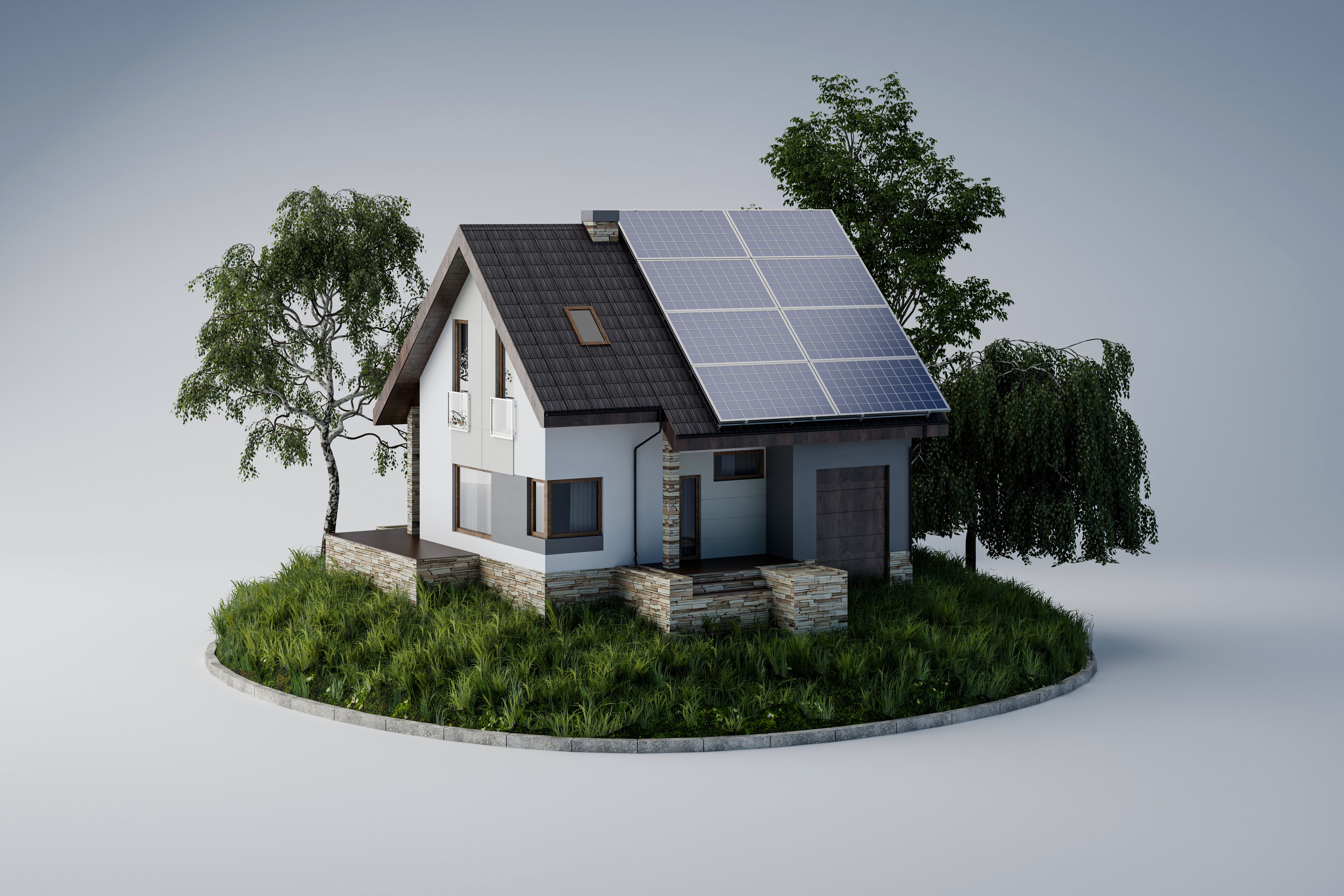 solar panels on small house