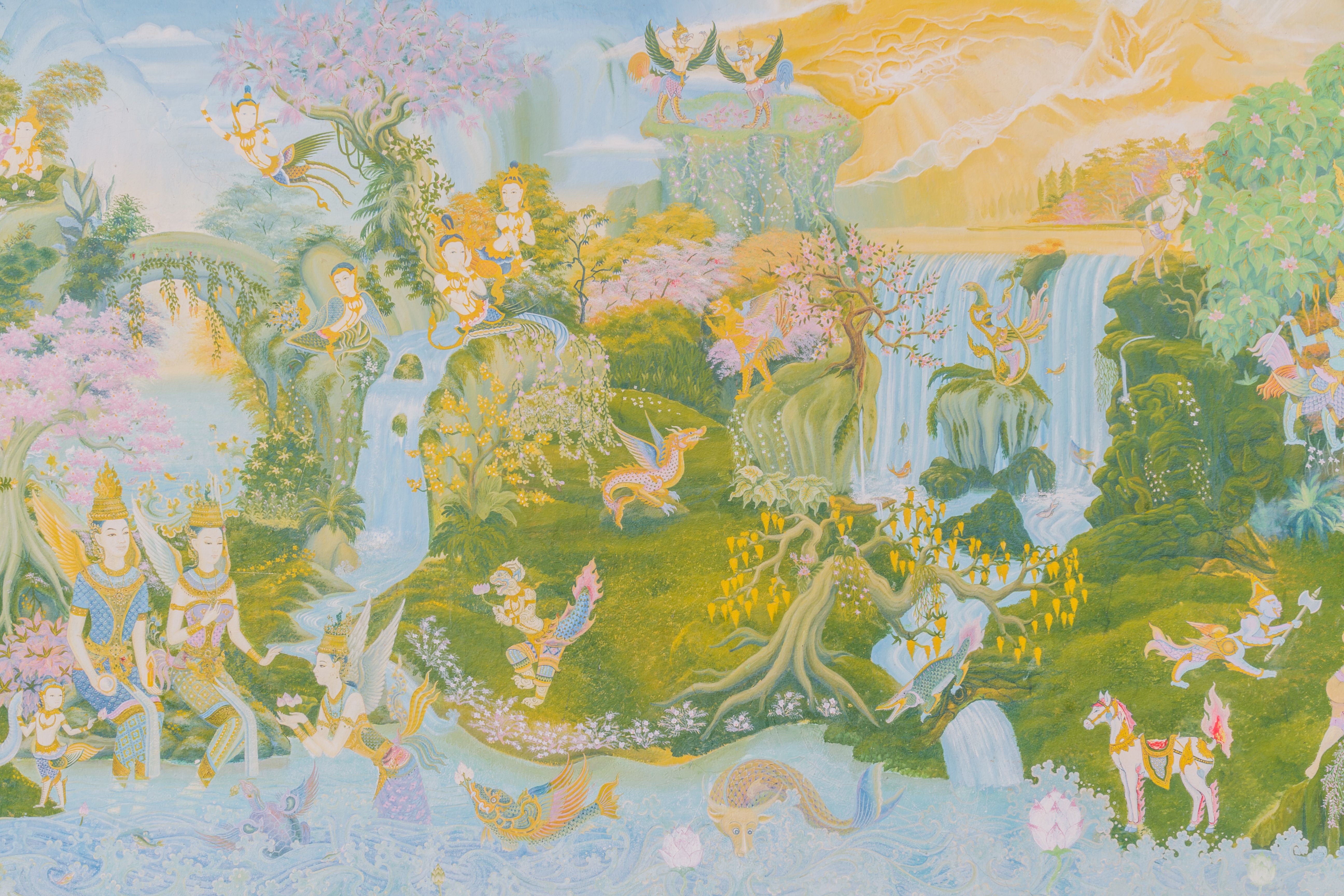 Painting wall temple