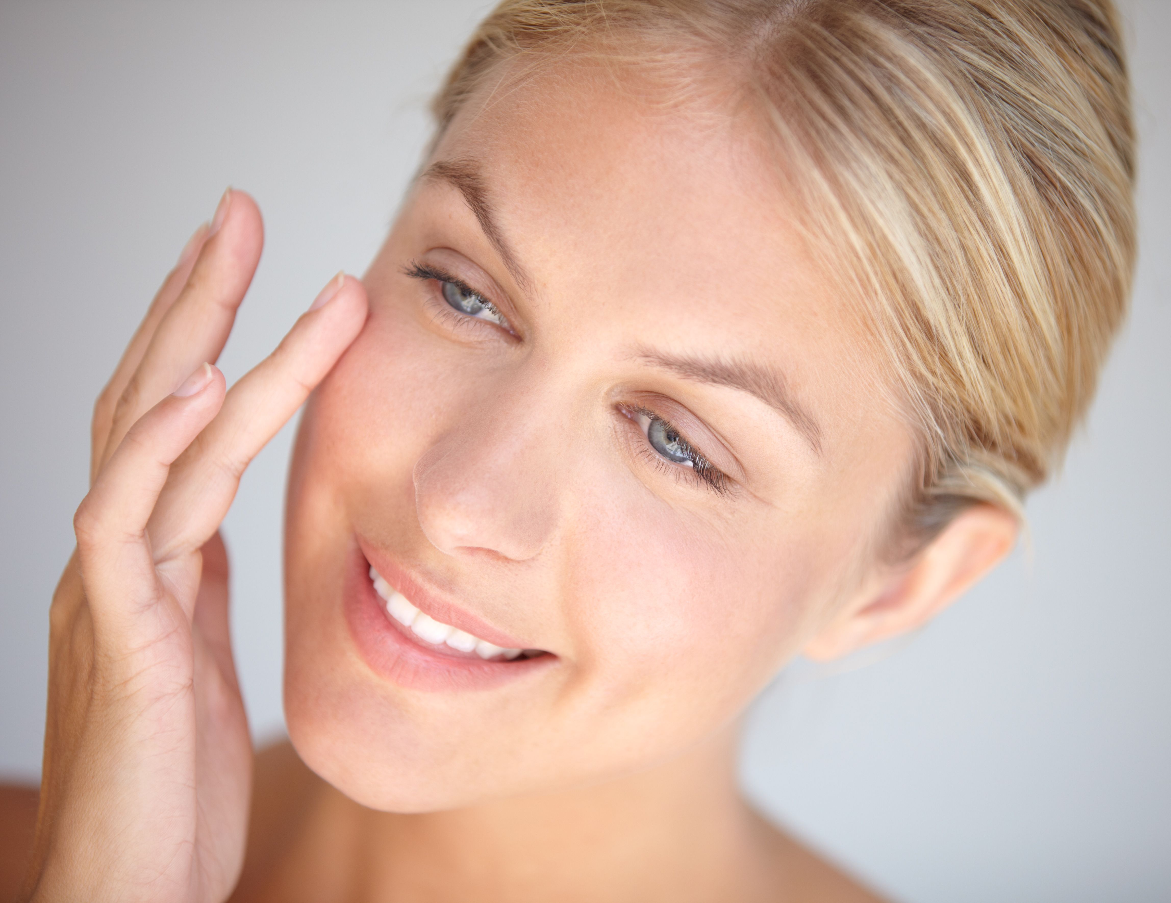 Taking care of her skin