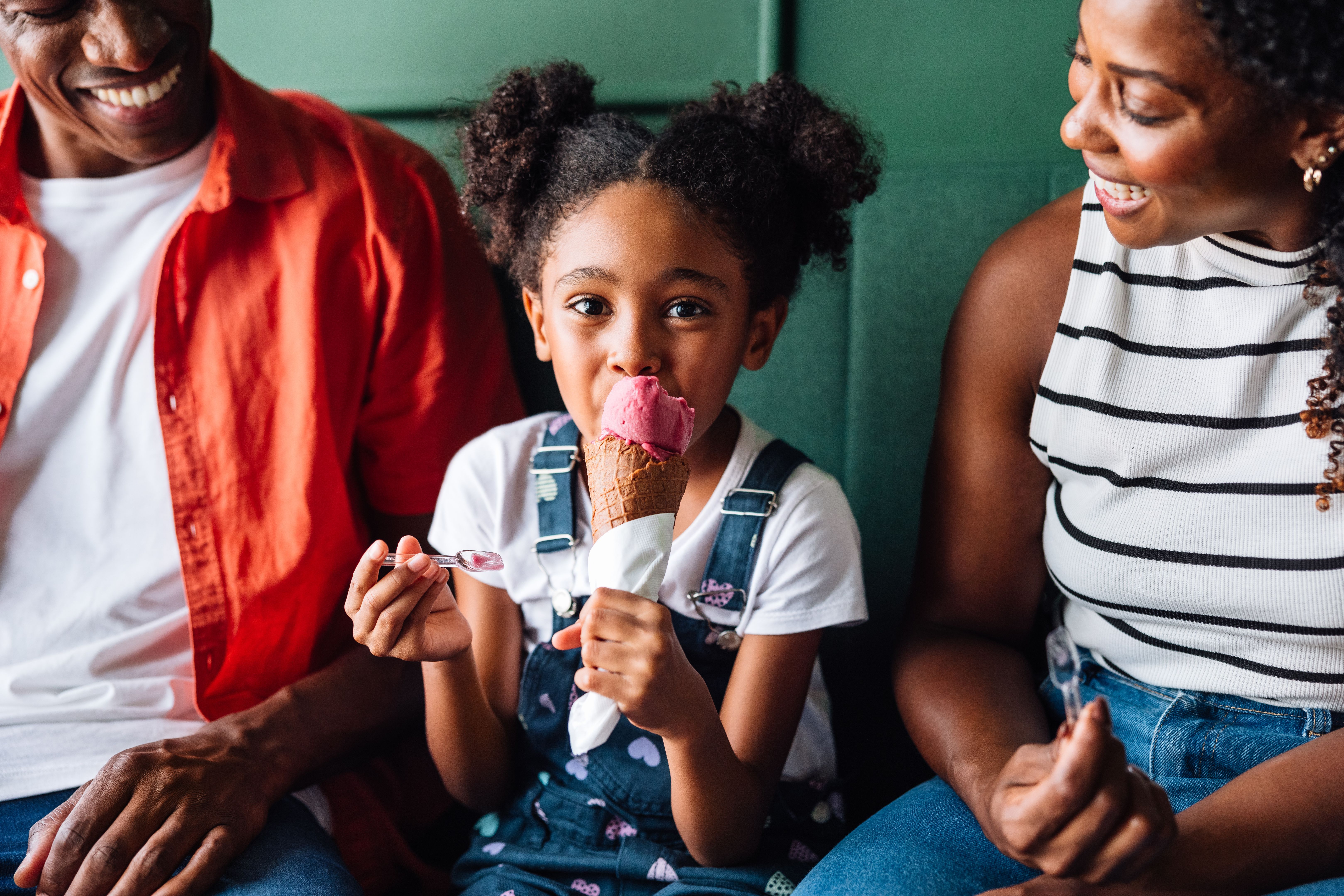 family enjoying ice cream