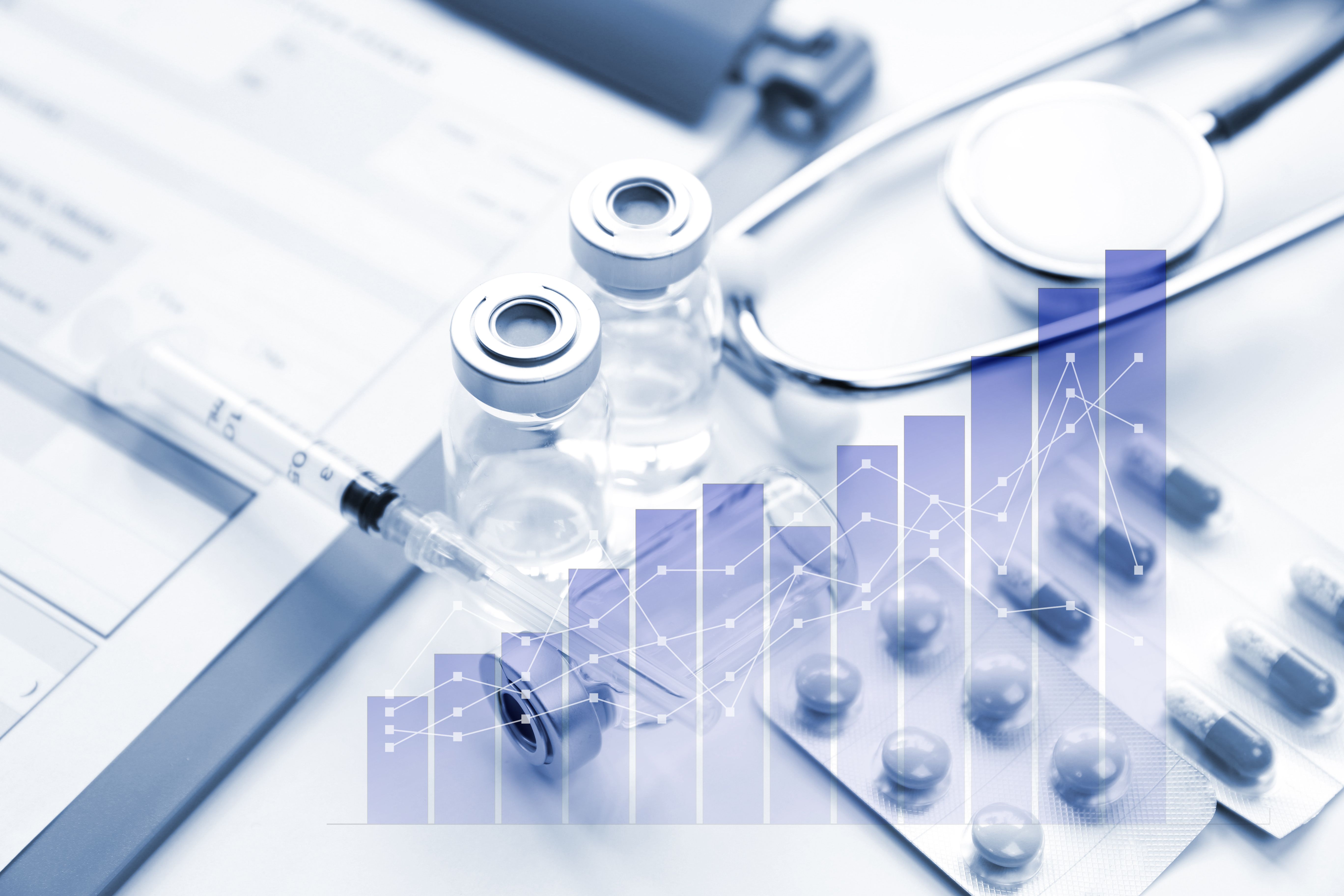 Medical concept, medicines and graphs