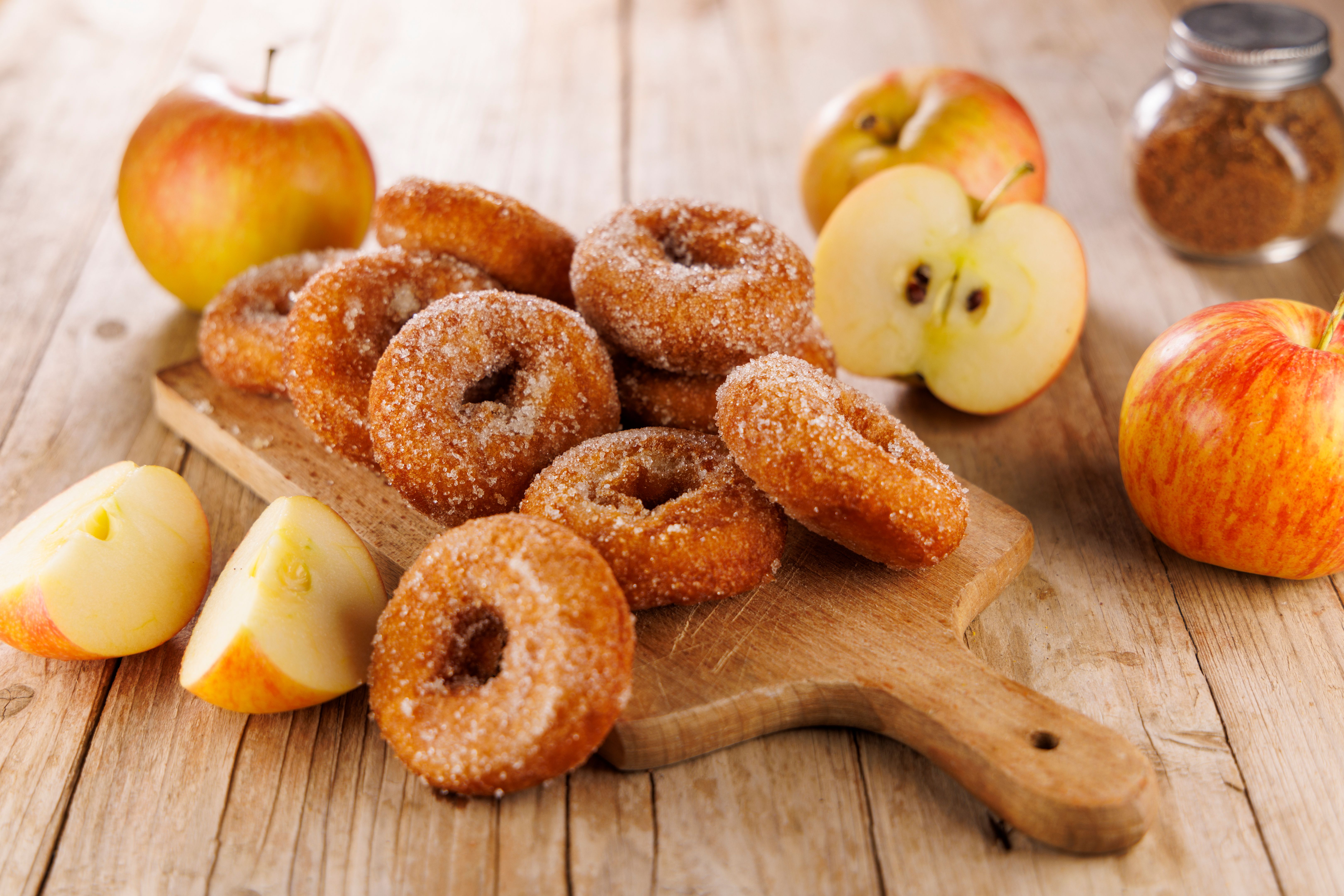 apple donut on wooden background
