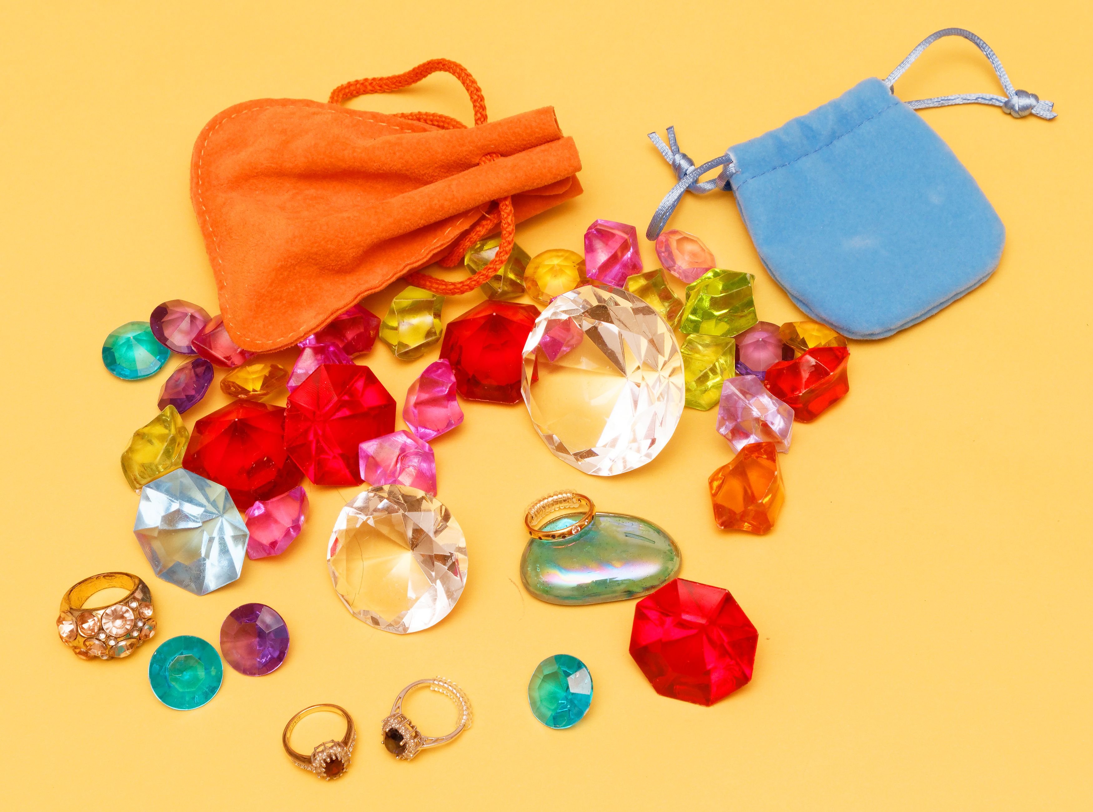 Colourful diamonds with jewelry