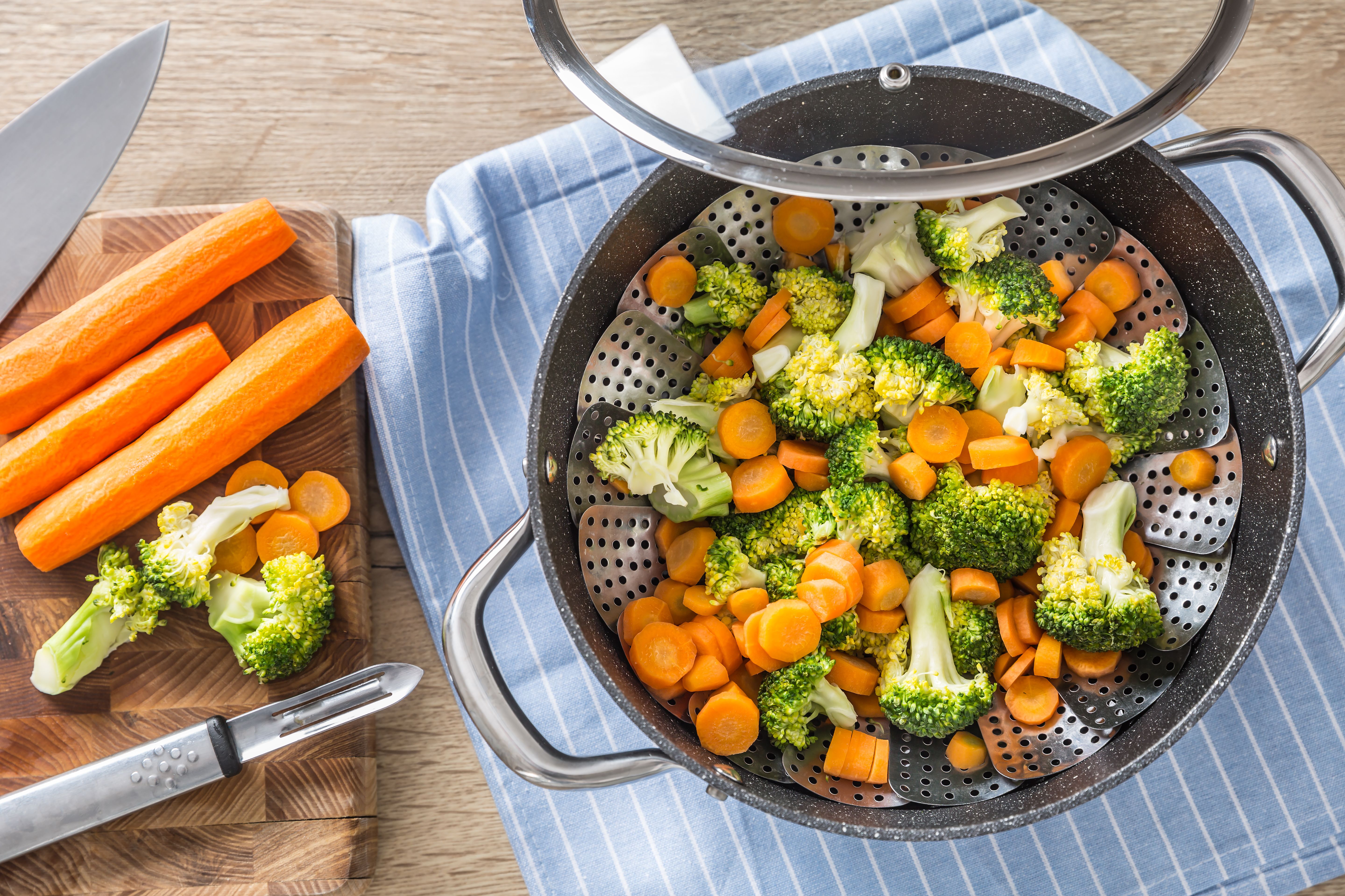 steaming vegetables