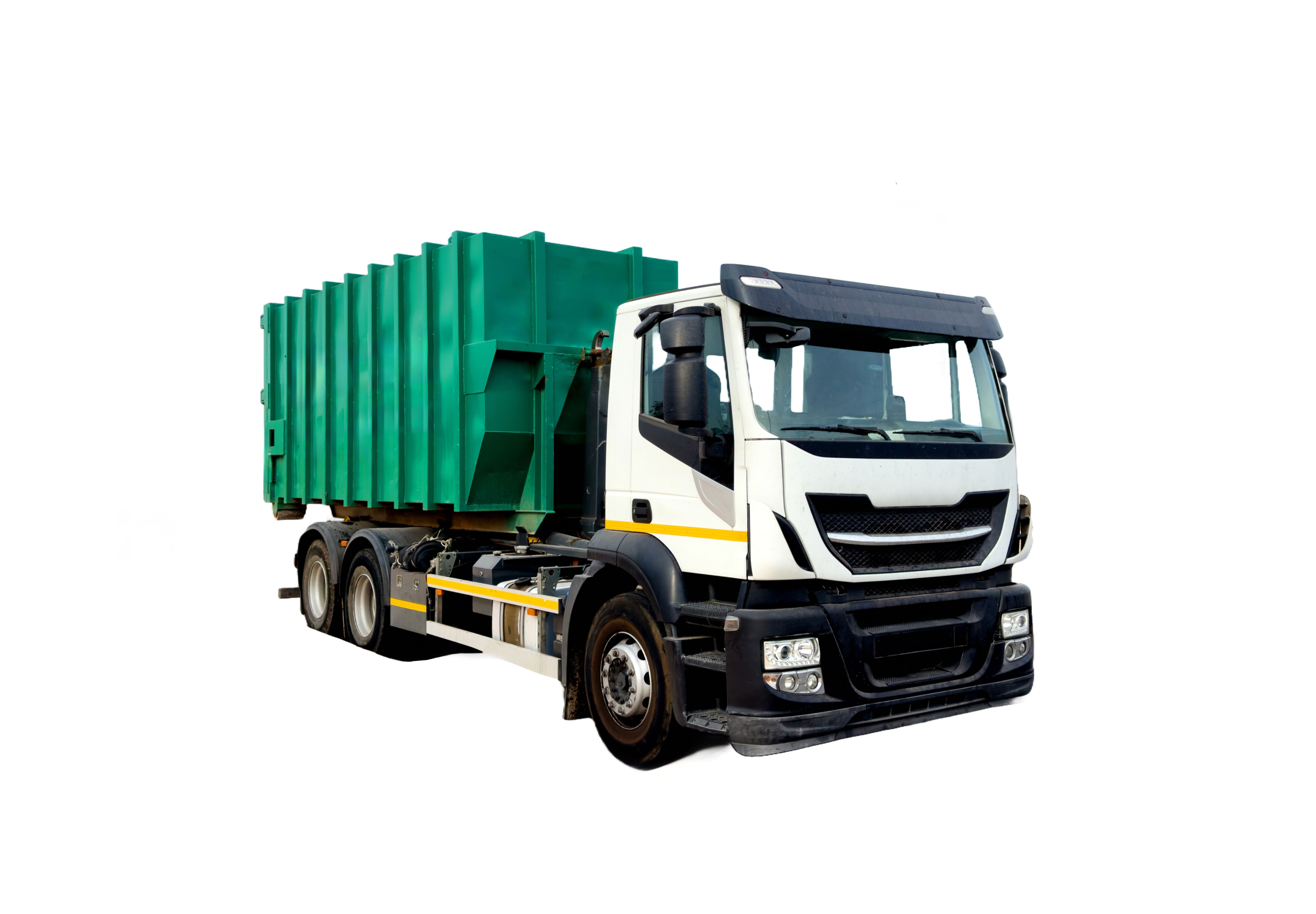 Garbage truck isolated on white background. Waste Garbage Collection.