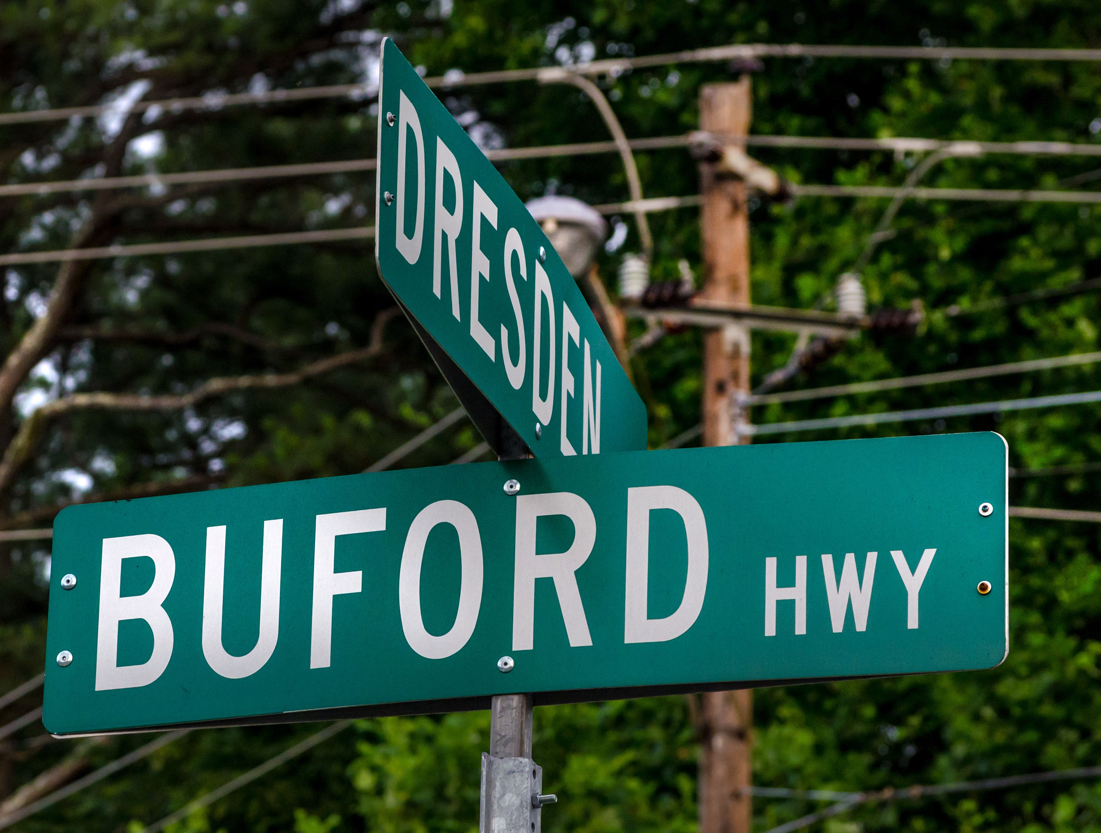 Buford Highway and Dresden Road sign in Chamblee Georgia