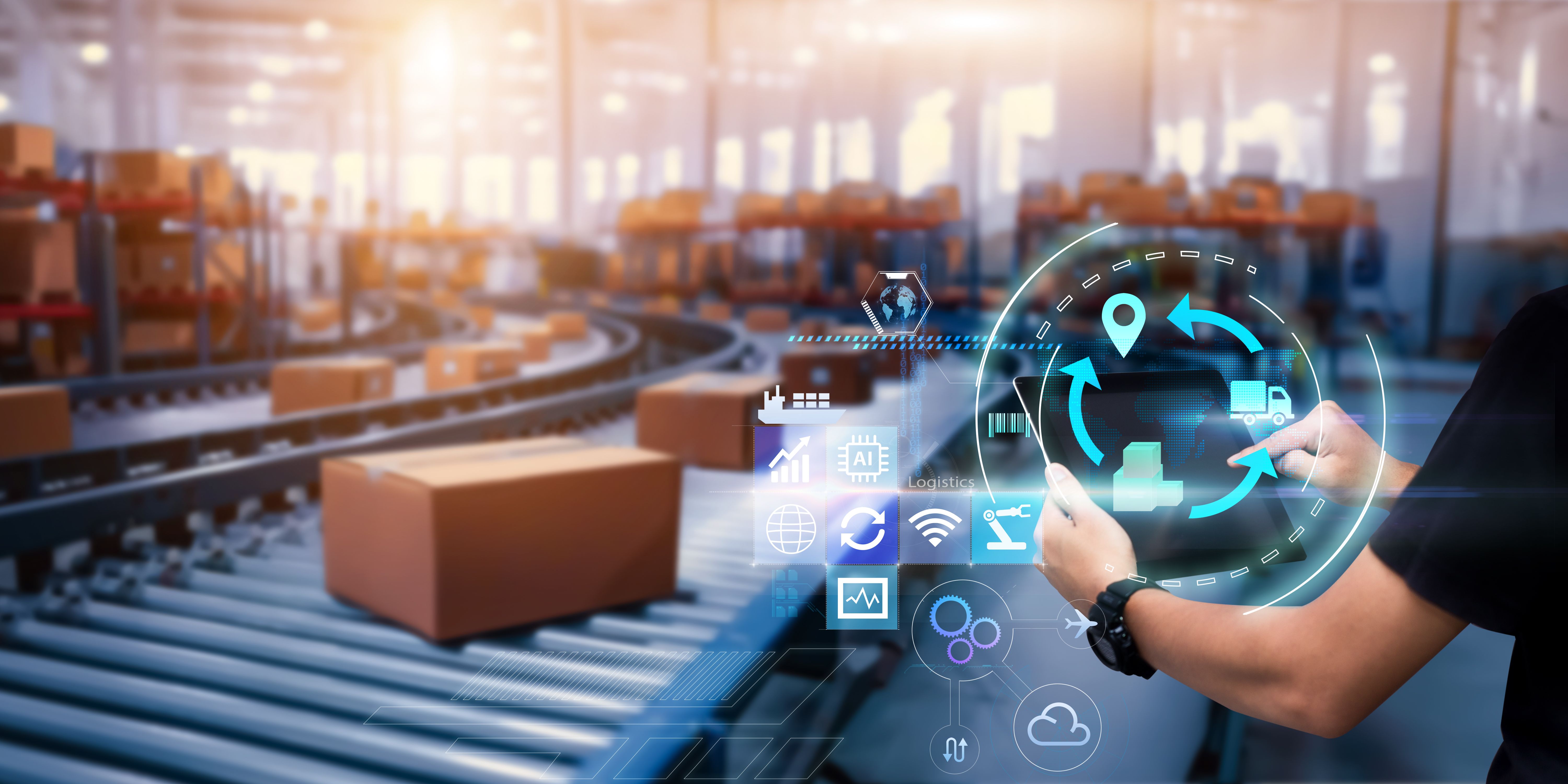 Business Logistics management technology concept.