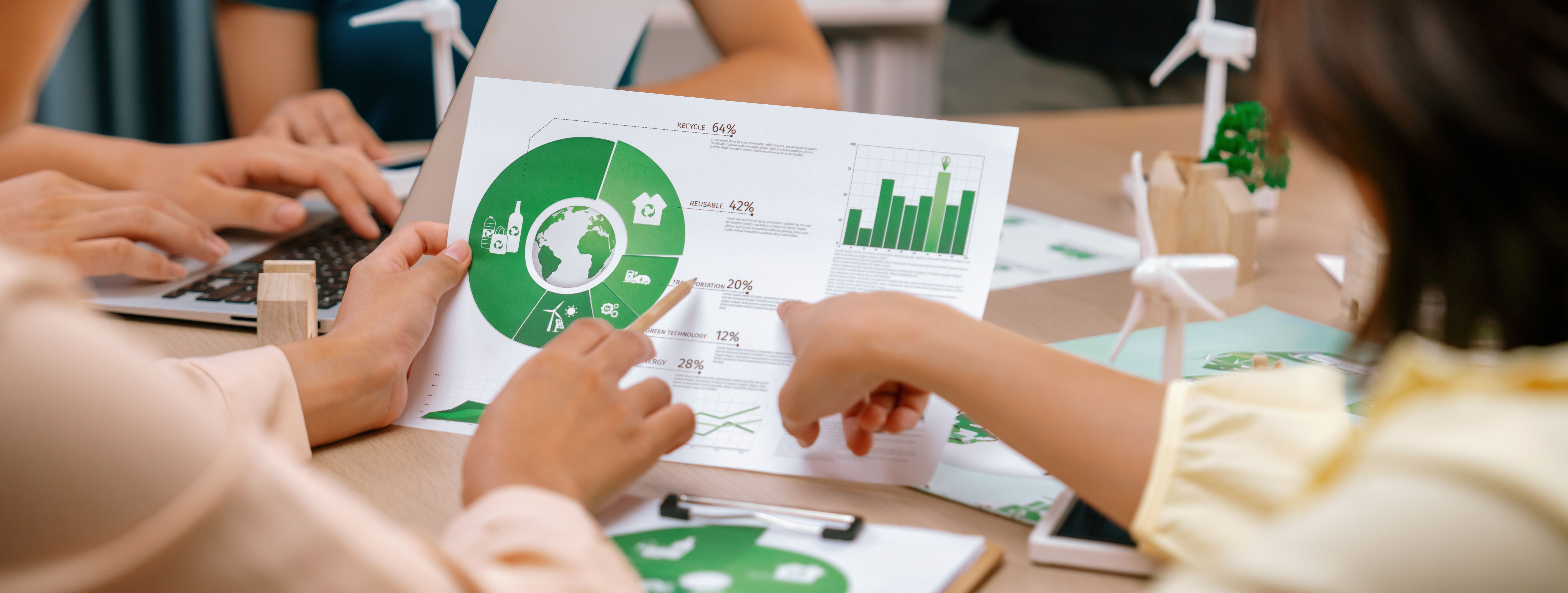 Businessman interested in investing in green businesses. Closeup. Delineation.