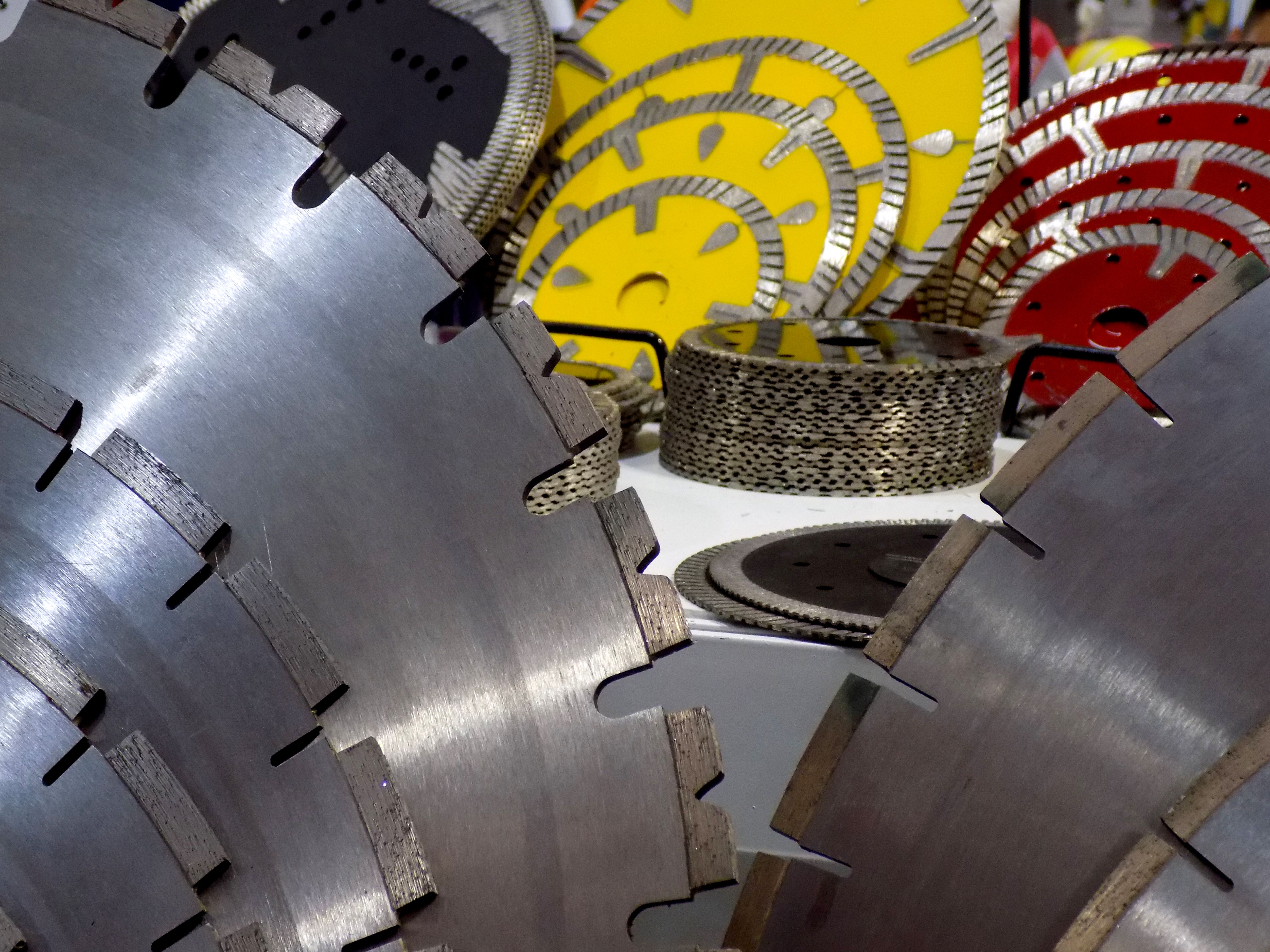 All kinds of circular saw blades in various sizes, shapes.