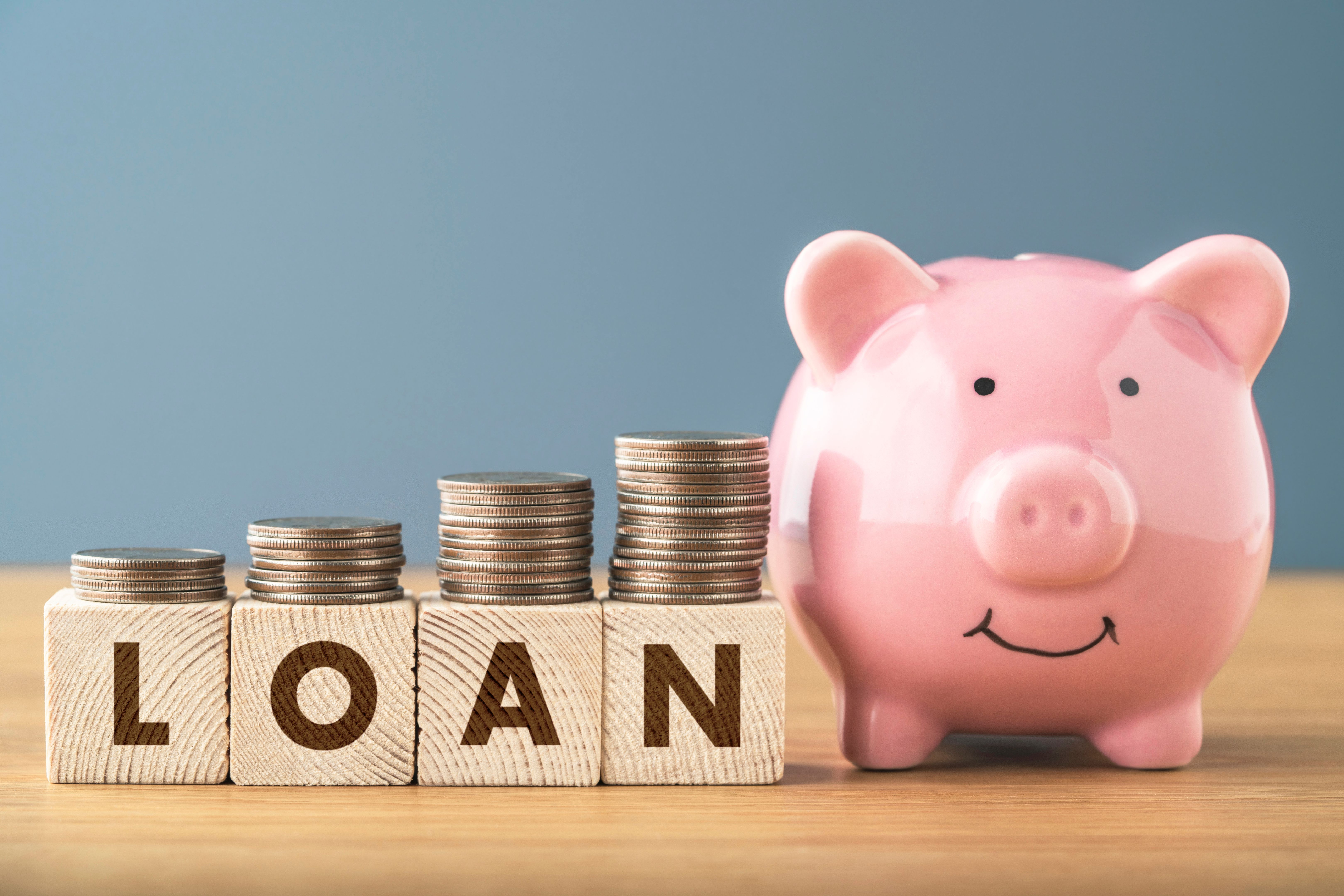 Piggy bank with LOAN