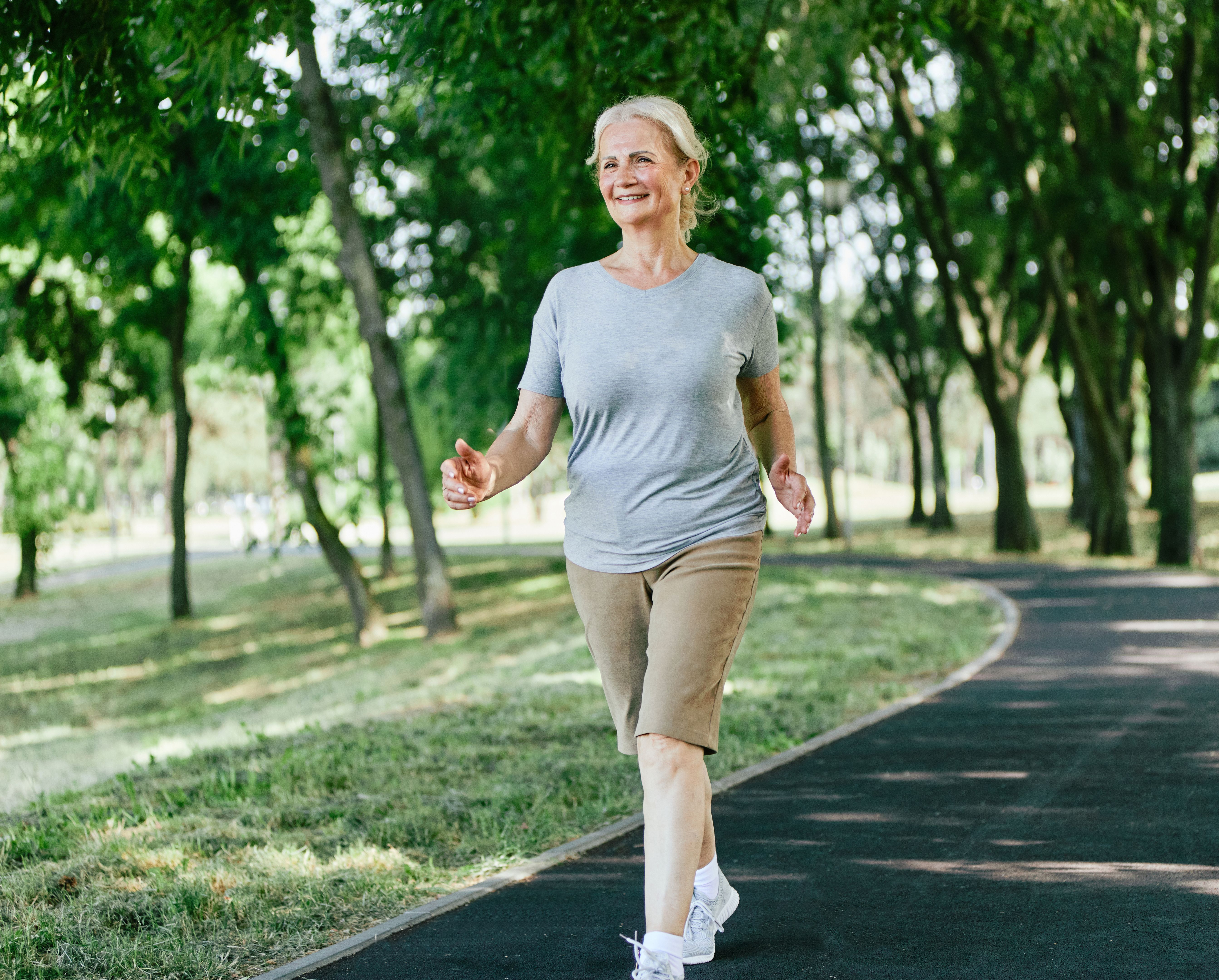elderly woman walking