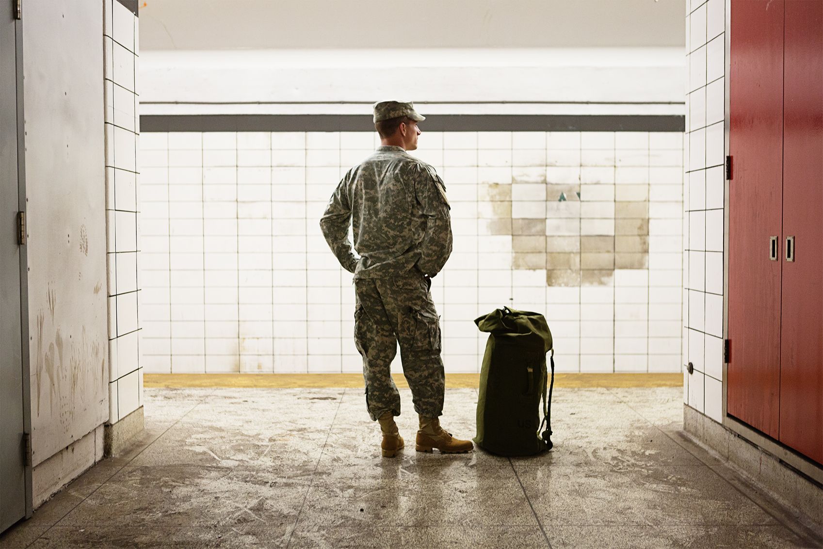 Soldier in the subway Soldier in the subway