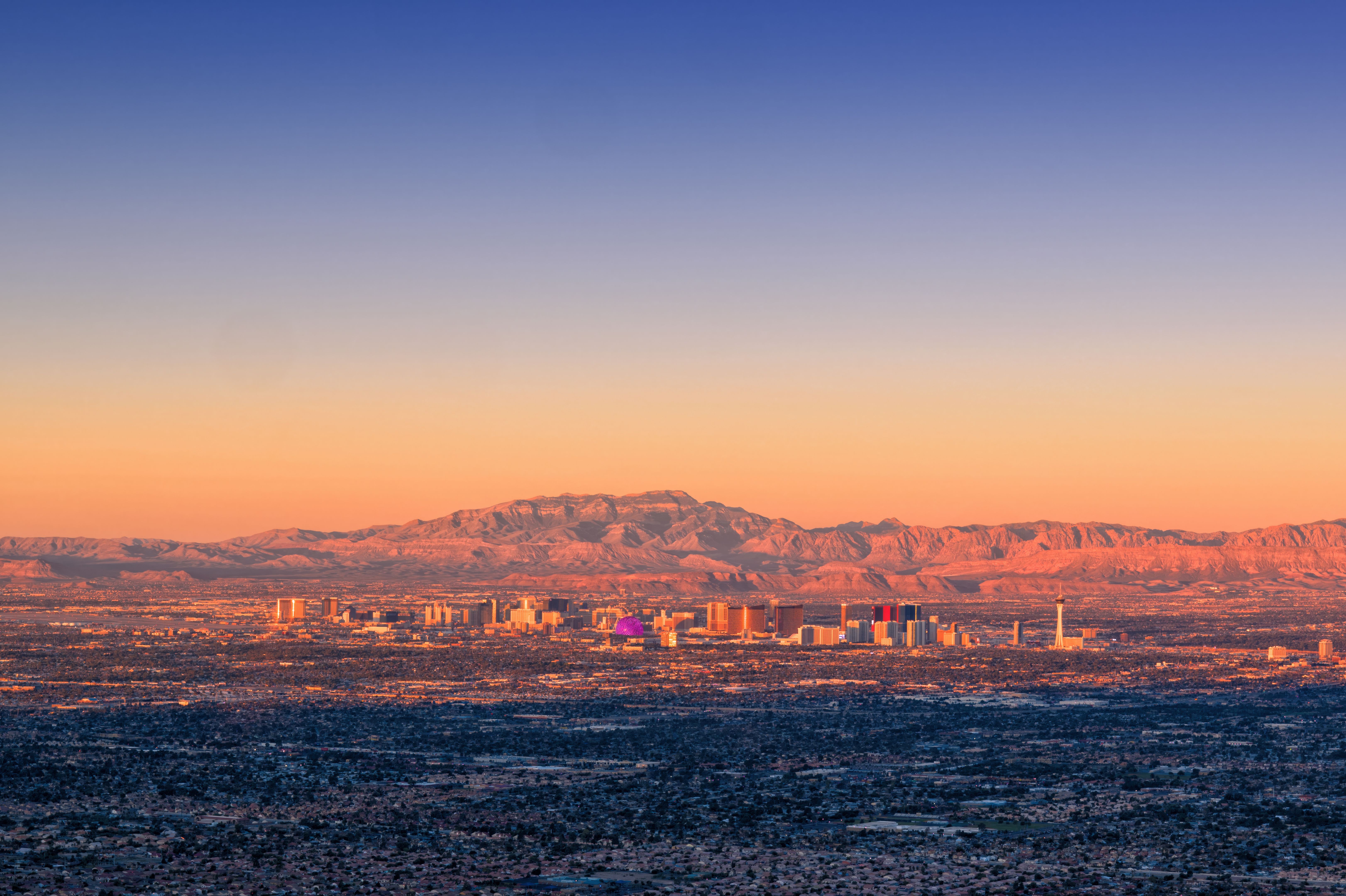 Dramatic View of the Las Vegas Skyline and Desert Lanscape