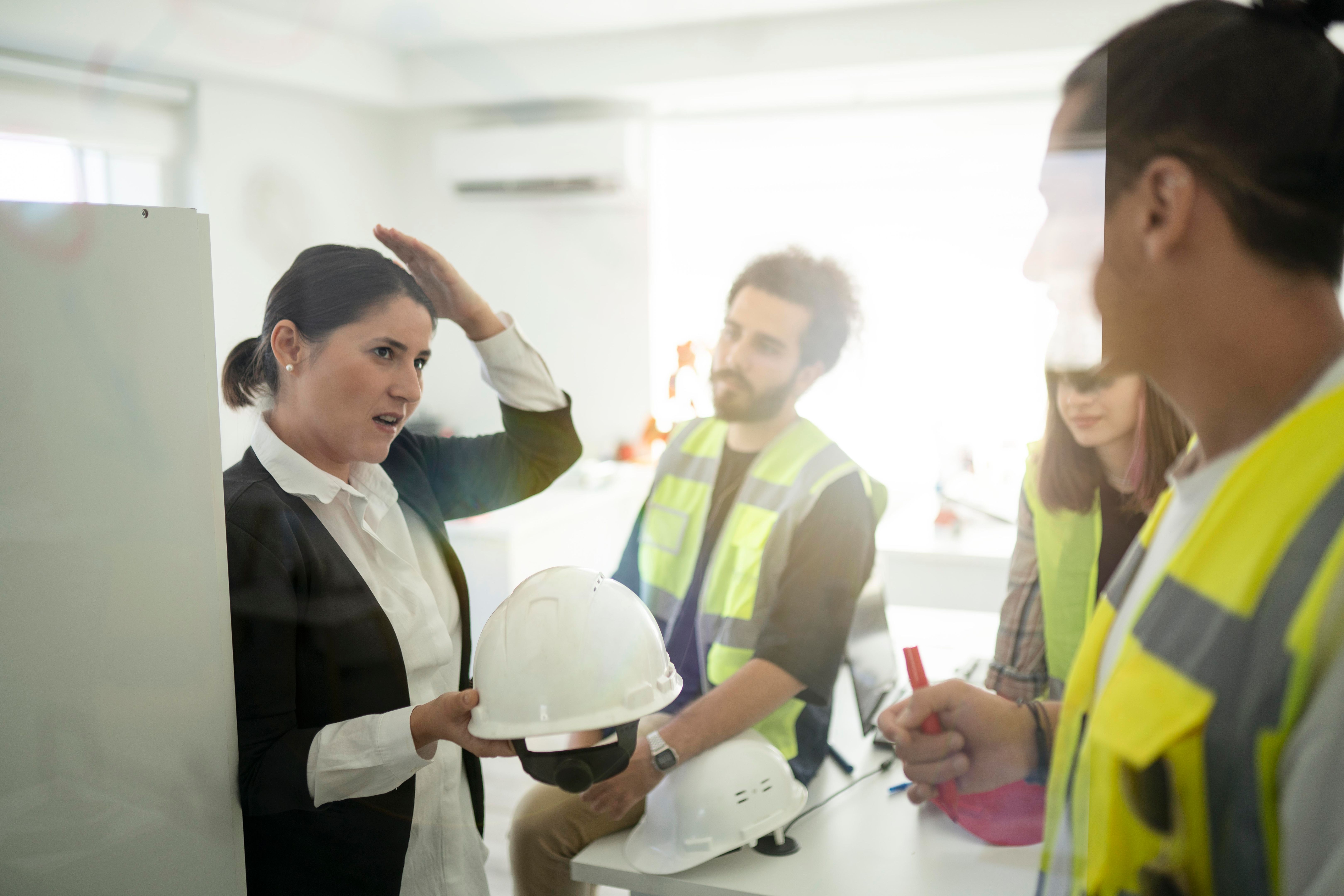 Architects talking about a new project in the office