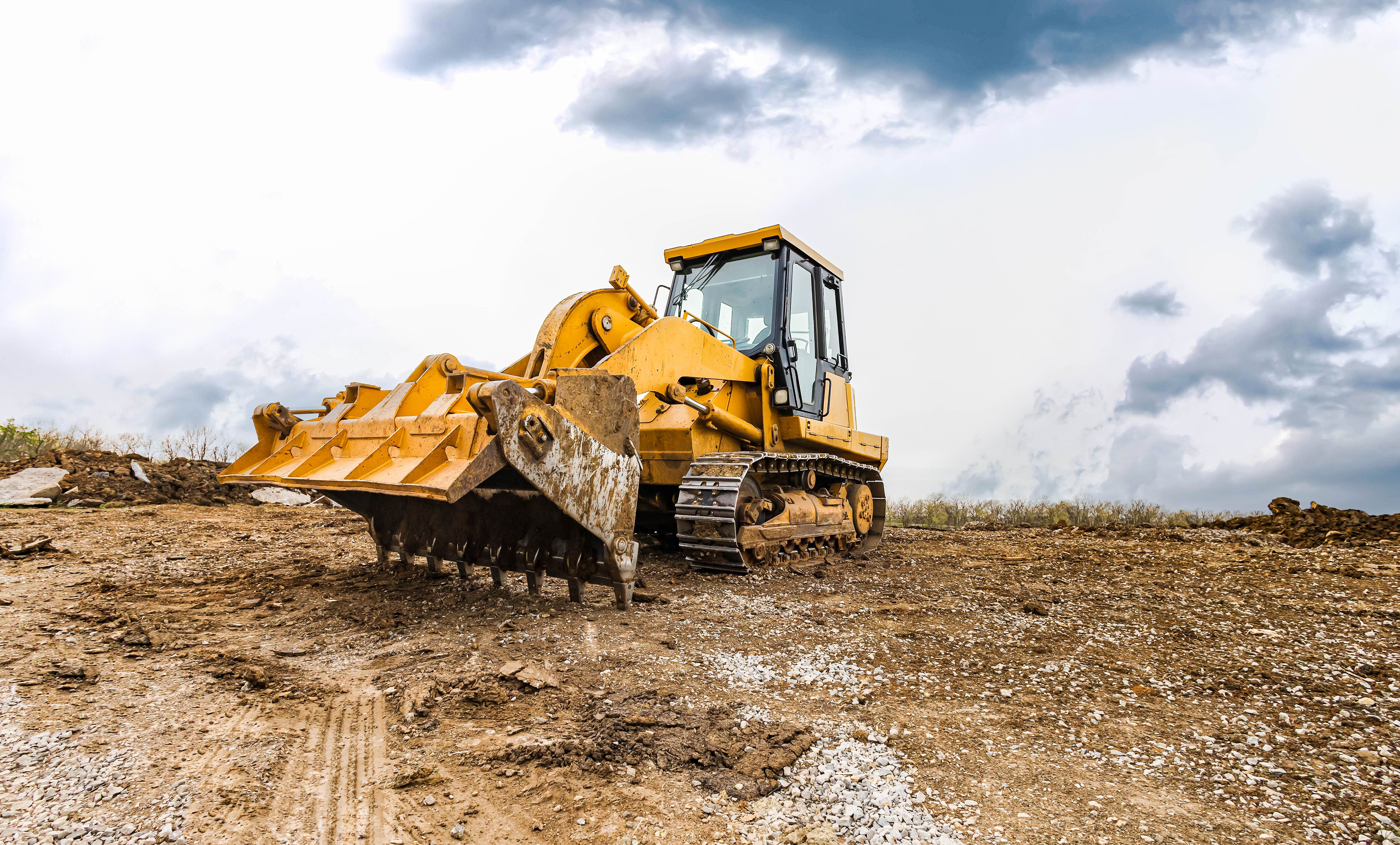 Track bulldozer at a construction site.