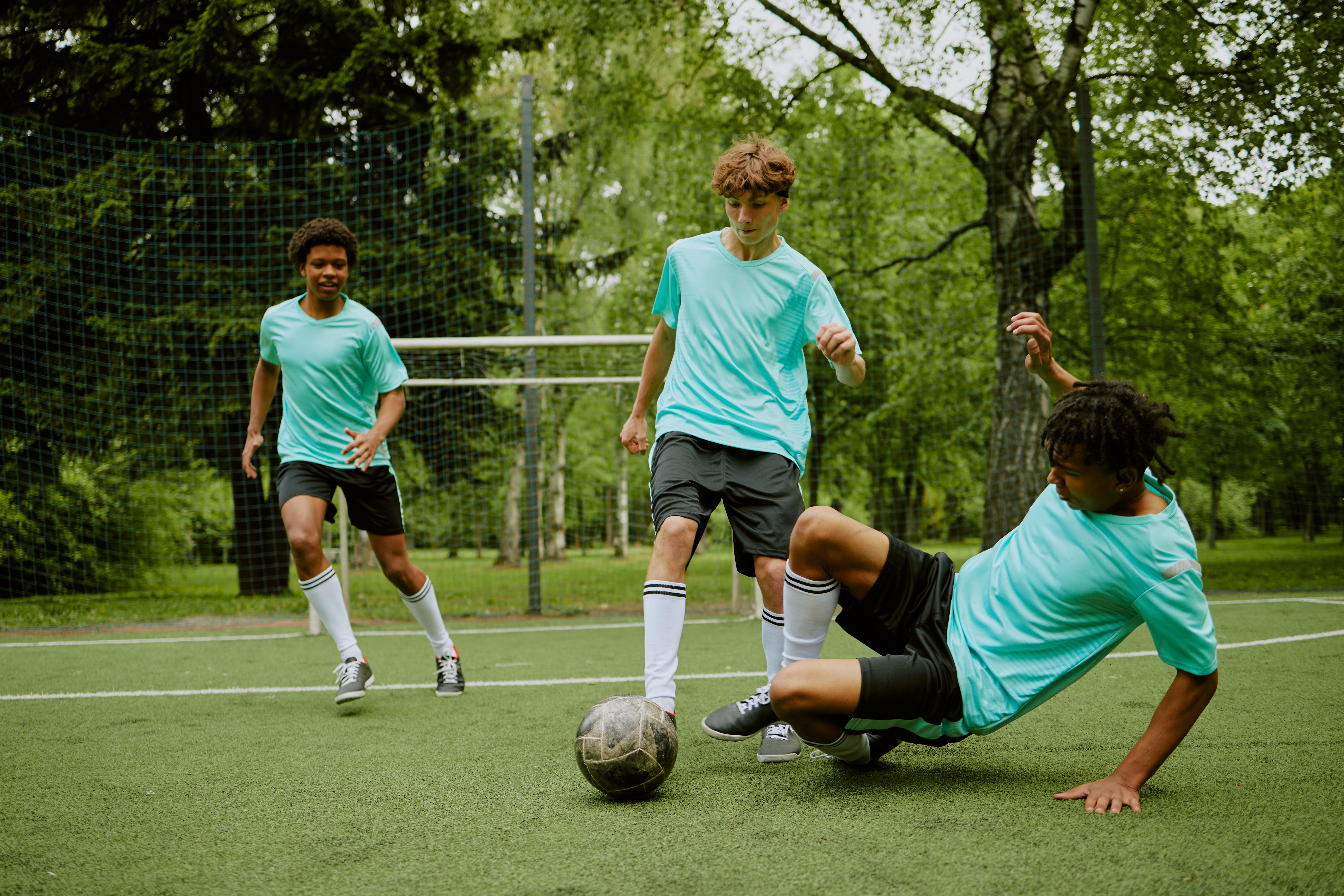 children playing soccer