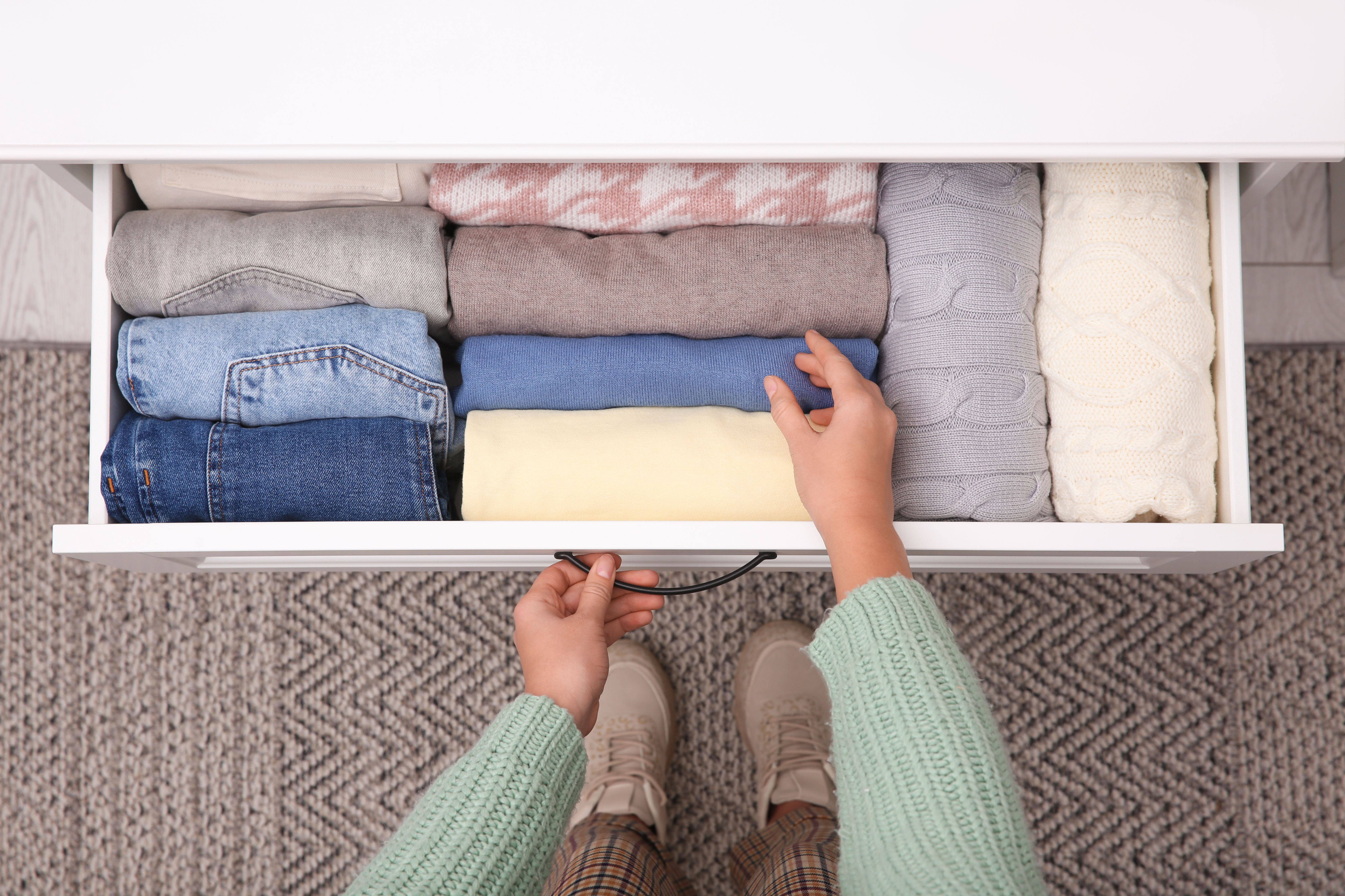 folded clothes drawer