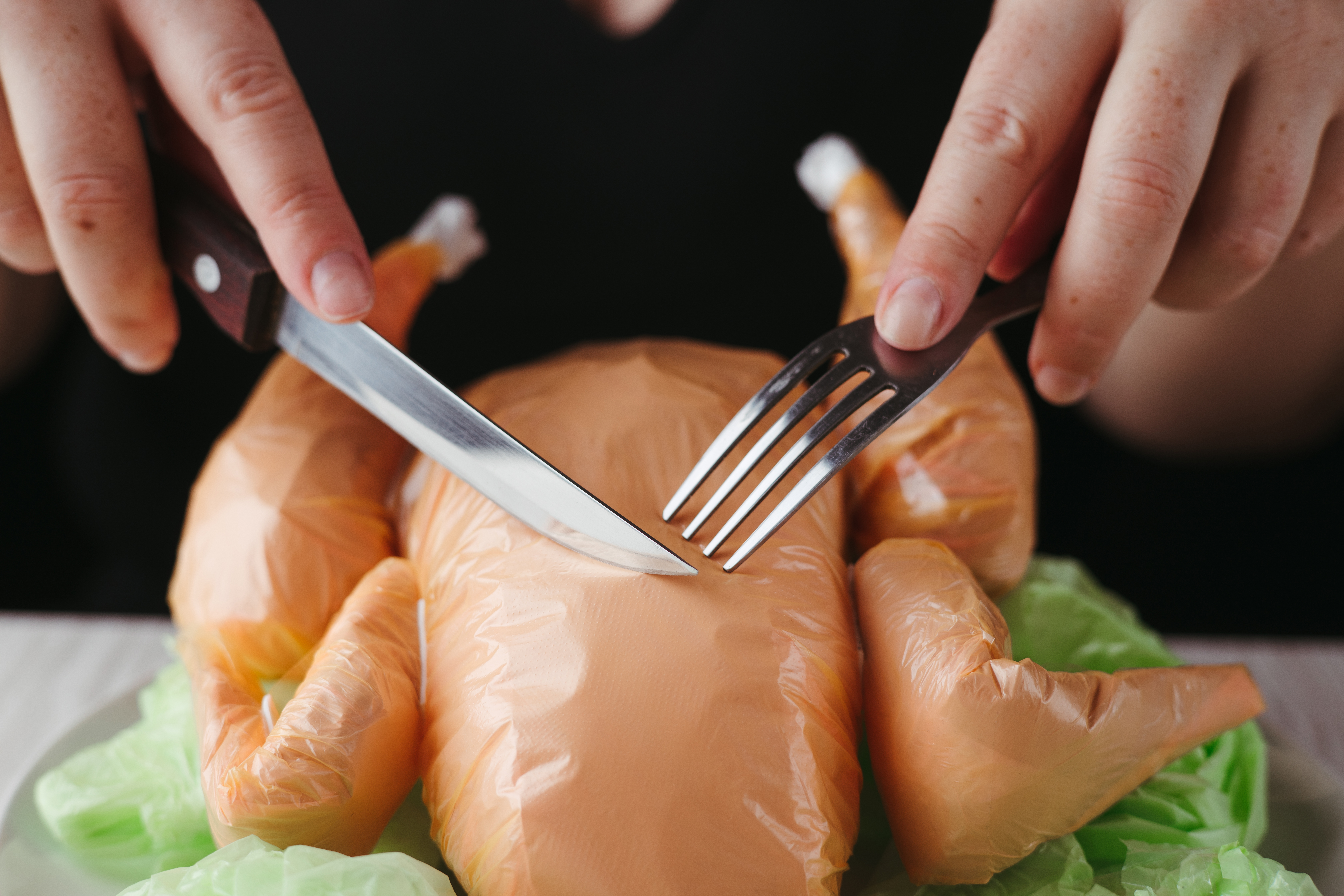 Microplastic. Artificial food made of plastic bags