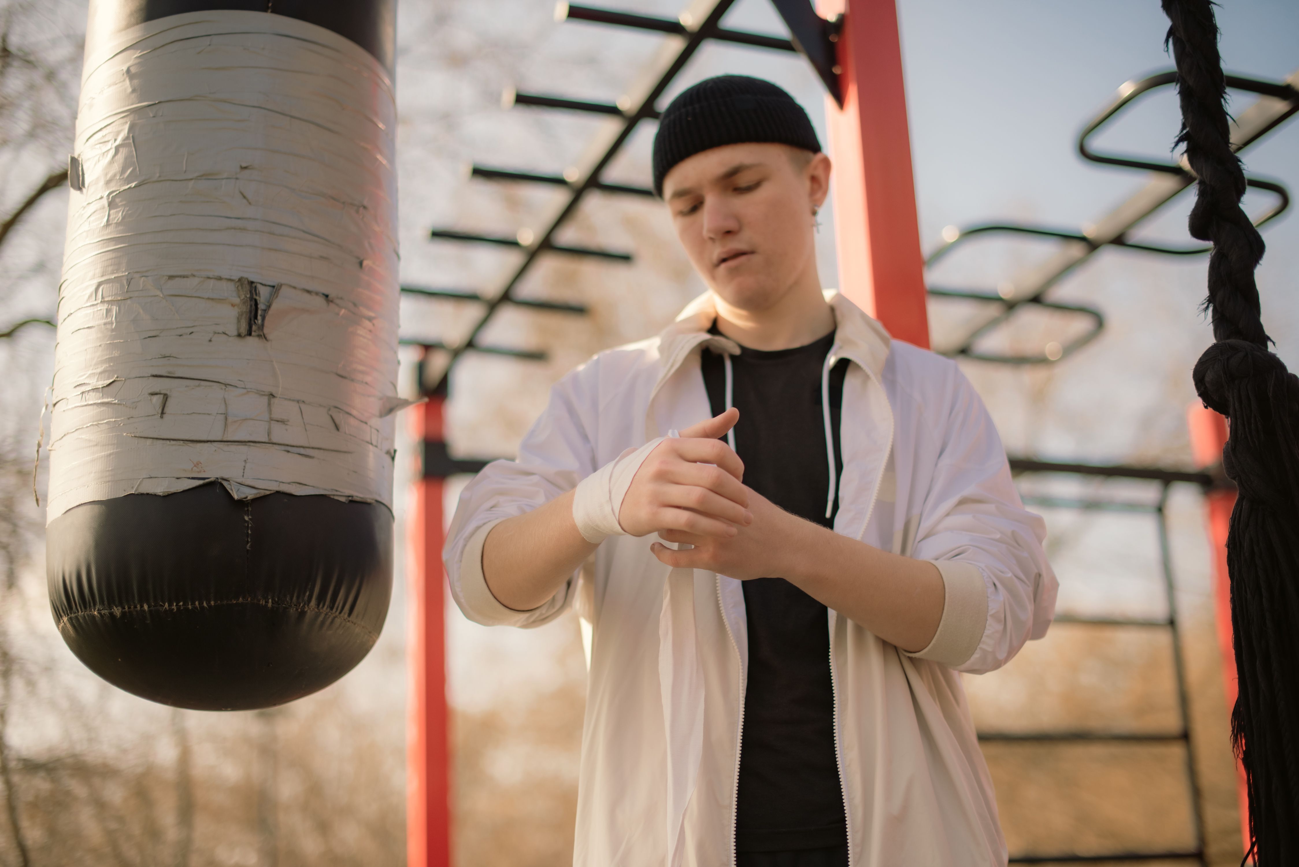 teen practicing self-defense