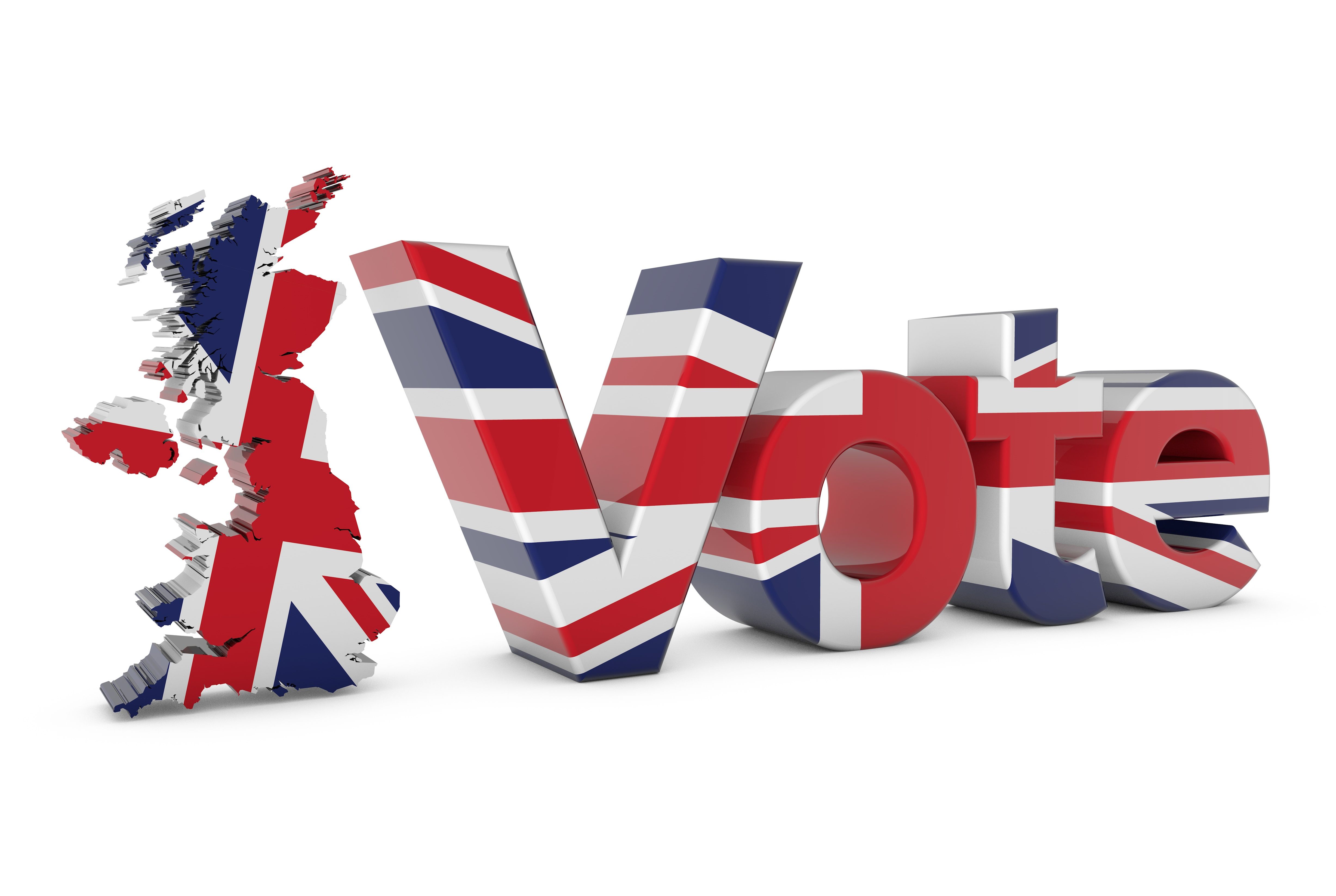 Vote text decorated with United Kingdom flag Vote text decorated with United Kingdom flag