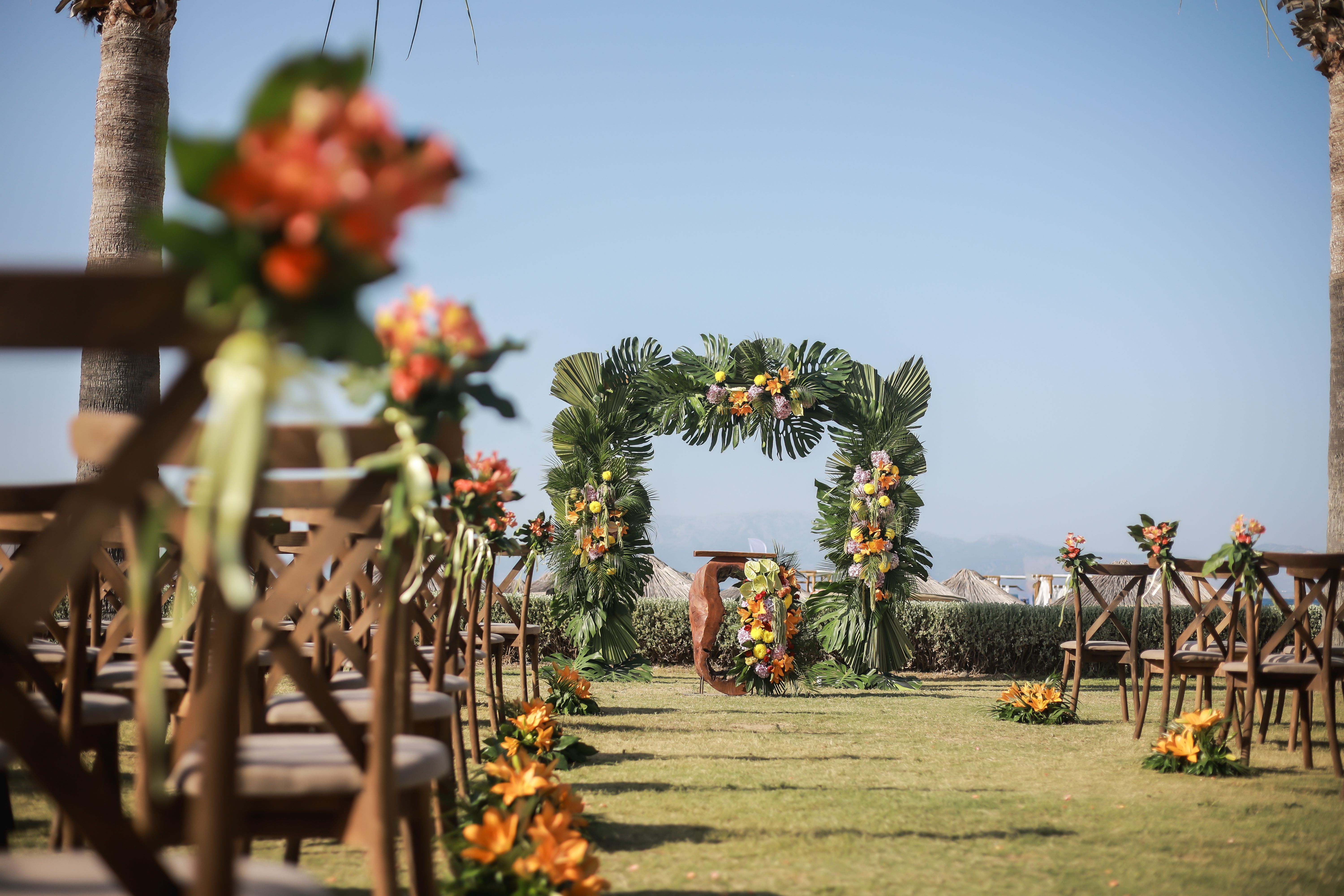 Beautiful wedding arch on the beach