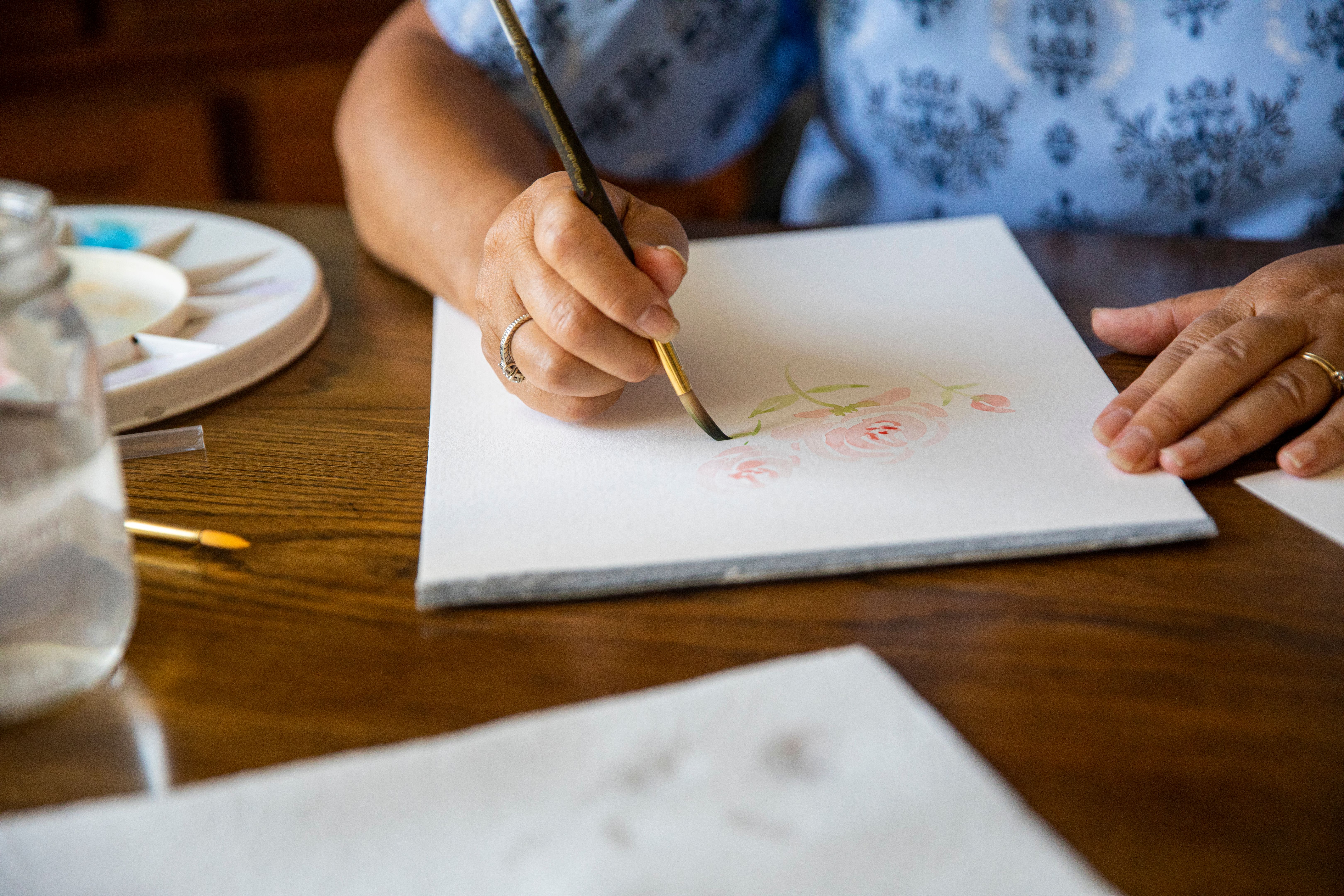 Closeup Hands Senior Japanese Woman Painting Closeup Hands Senior Japanese Woman Painting