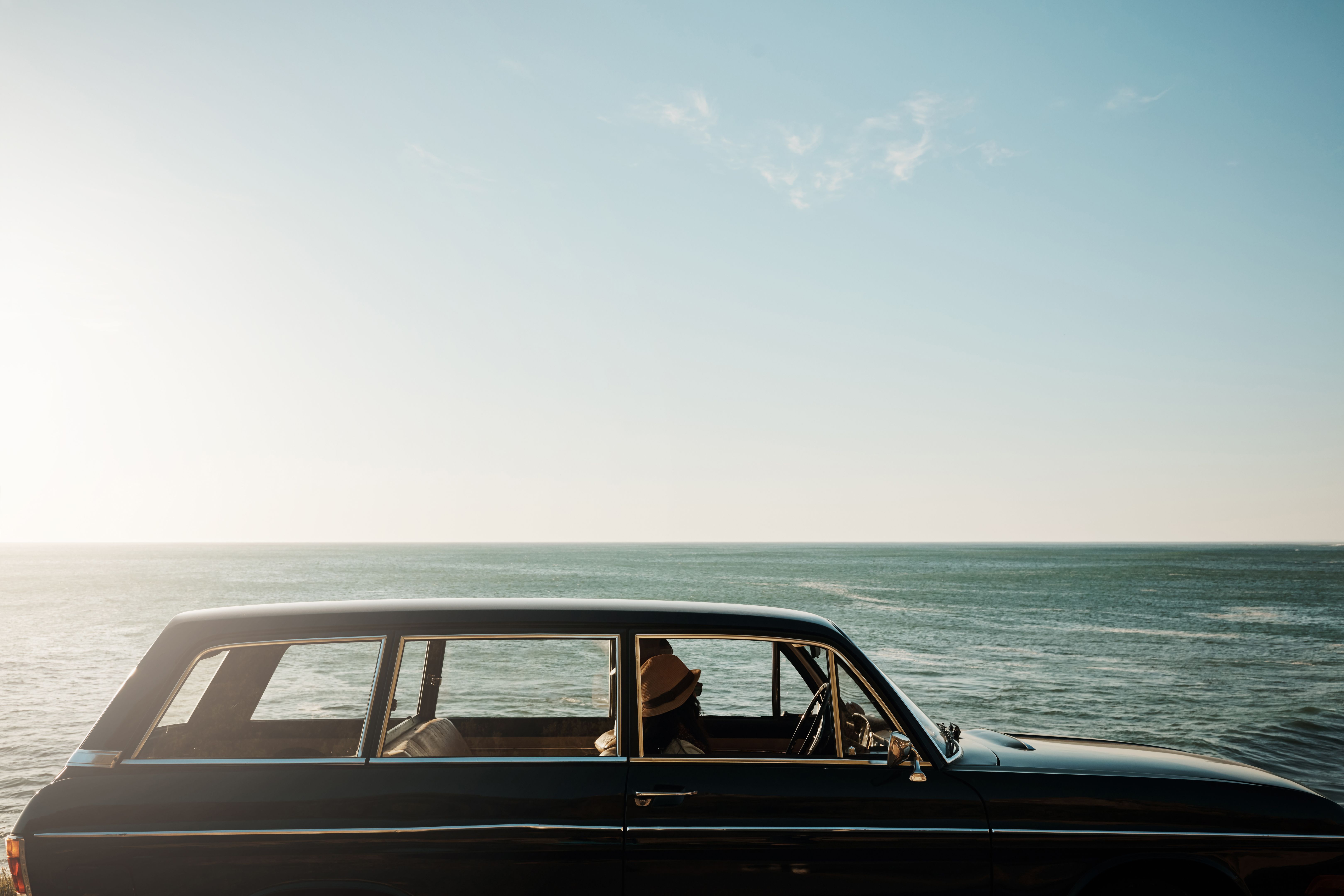 car driving ocean