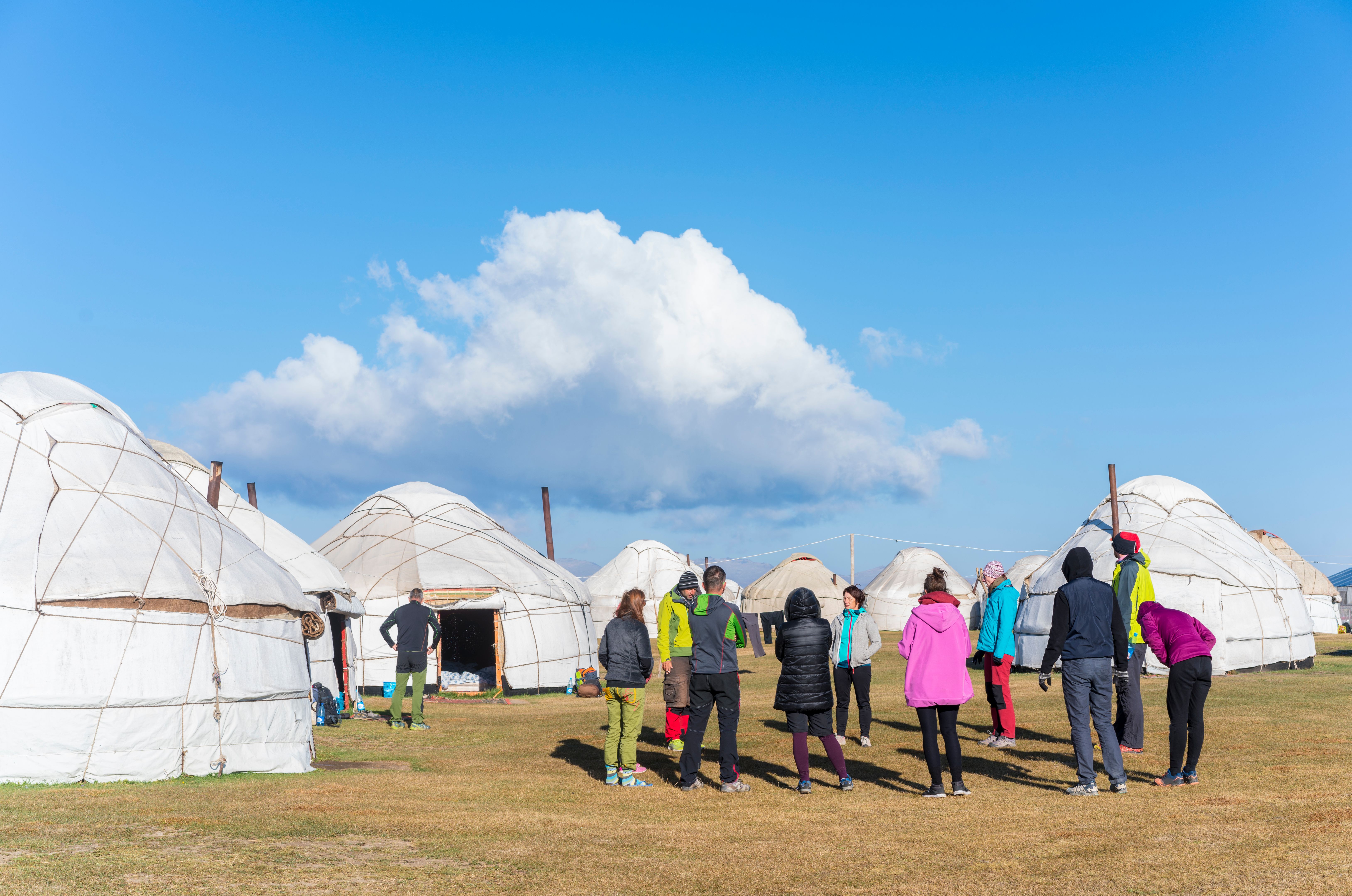 people enjoying yurt