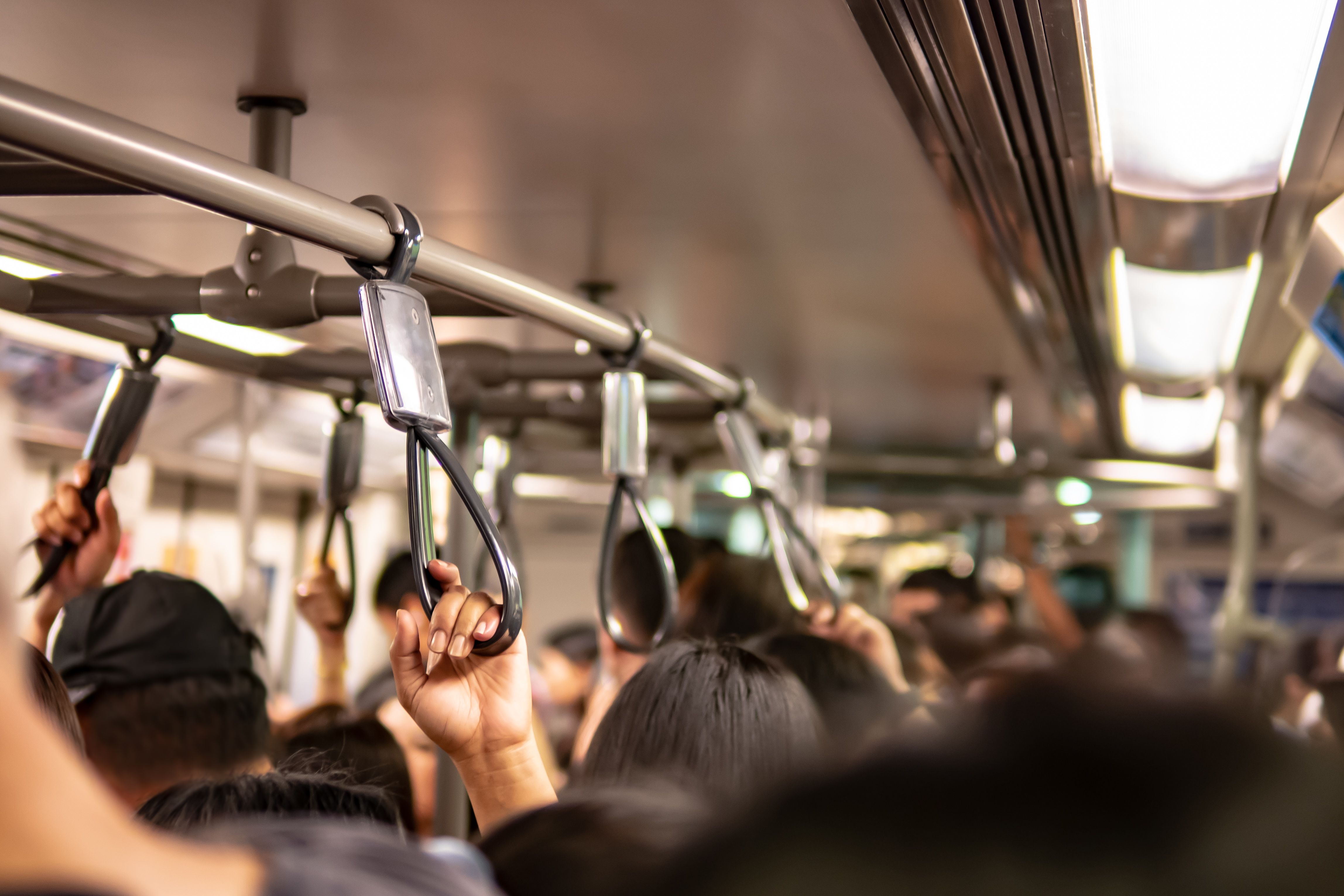 Crowd inside the train in rush hour