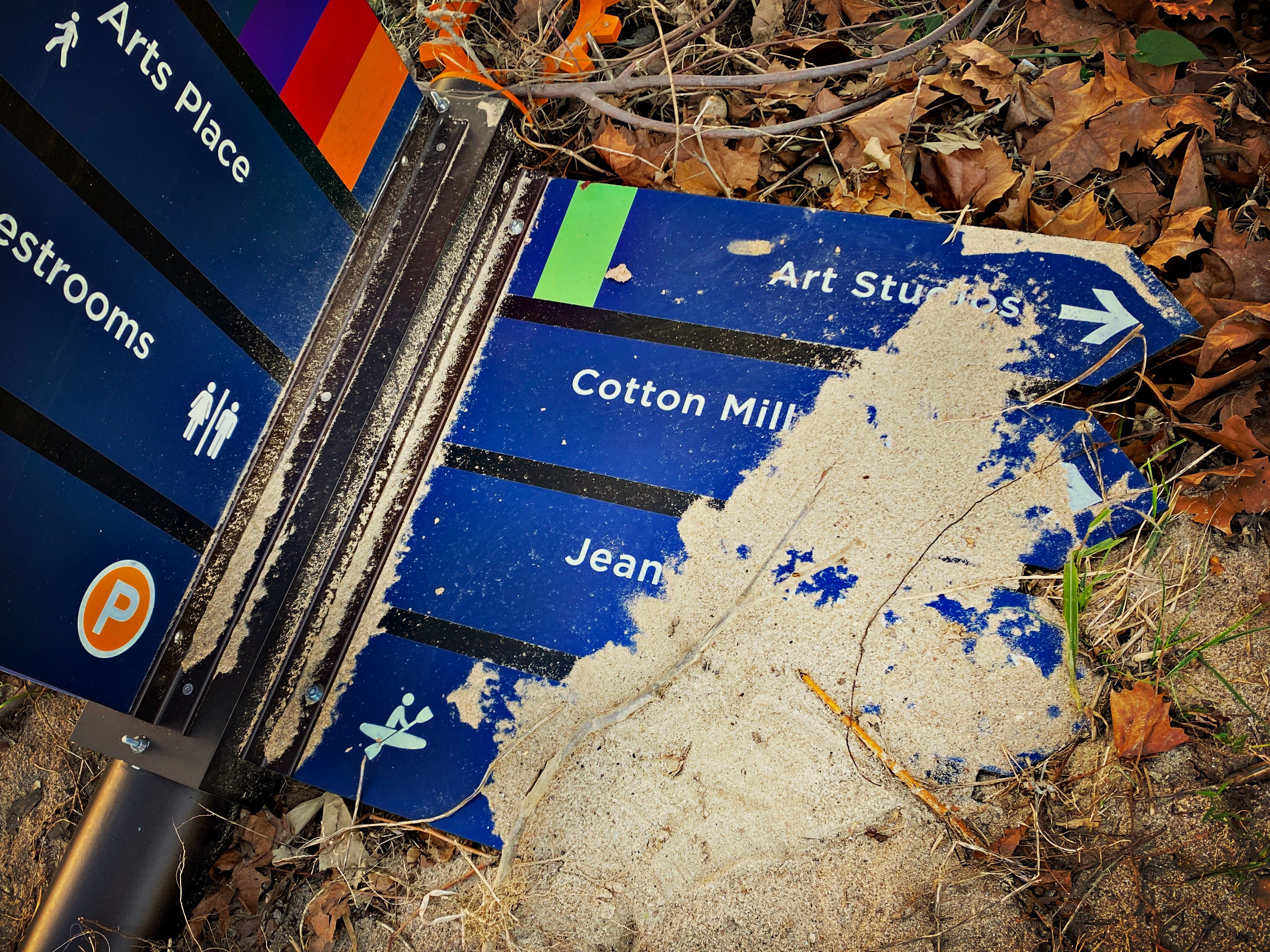 weather damaged signage