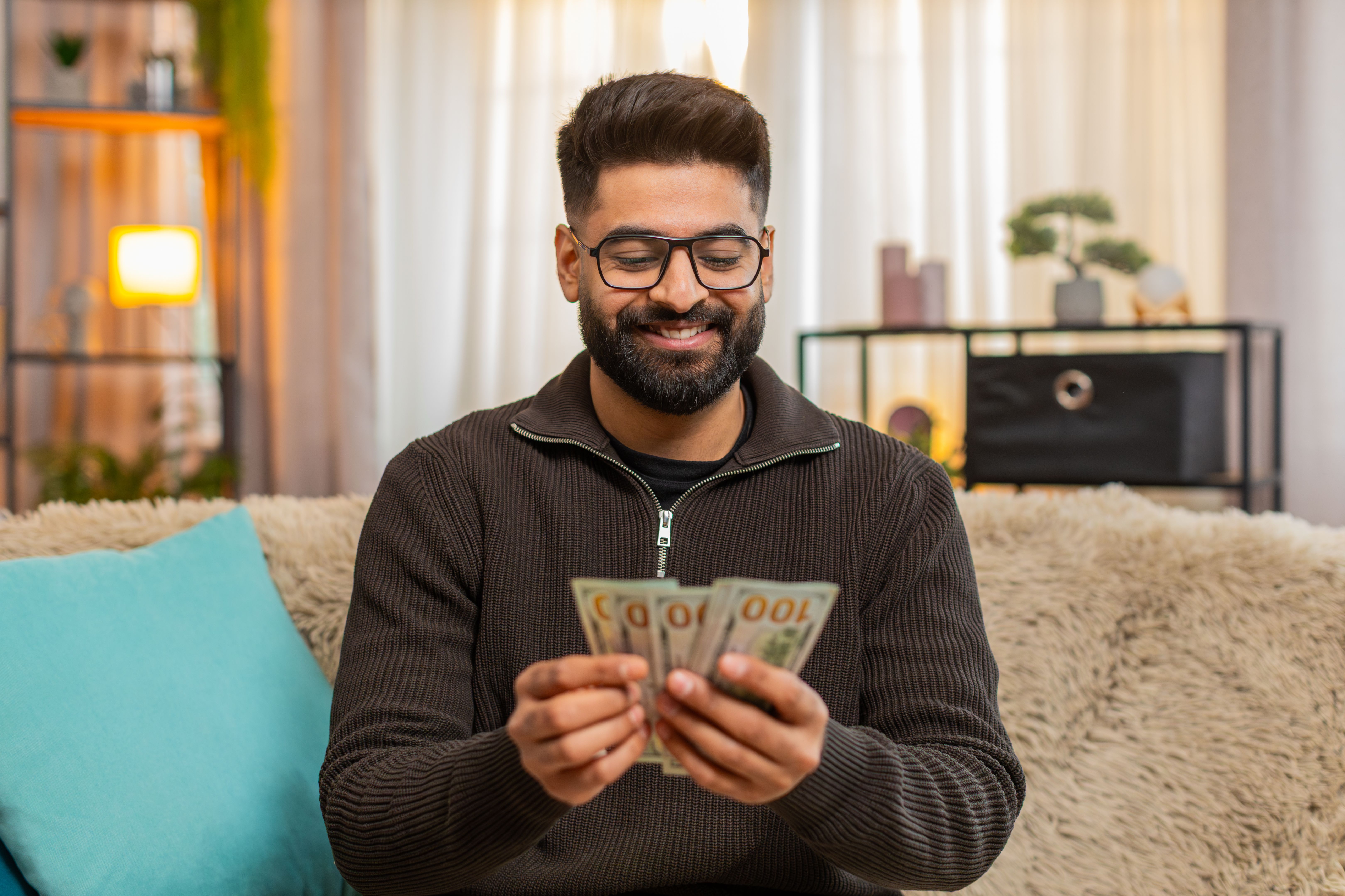 happy person with money