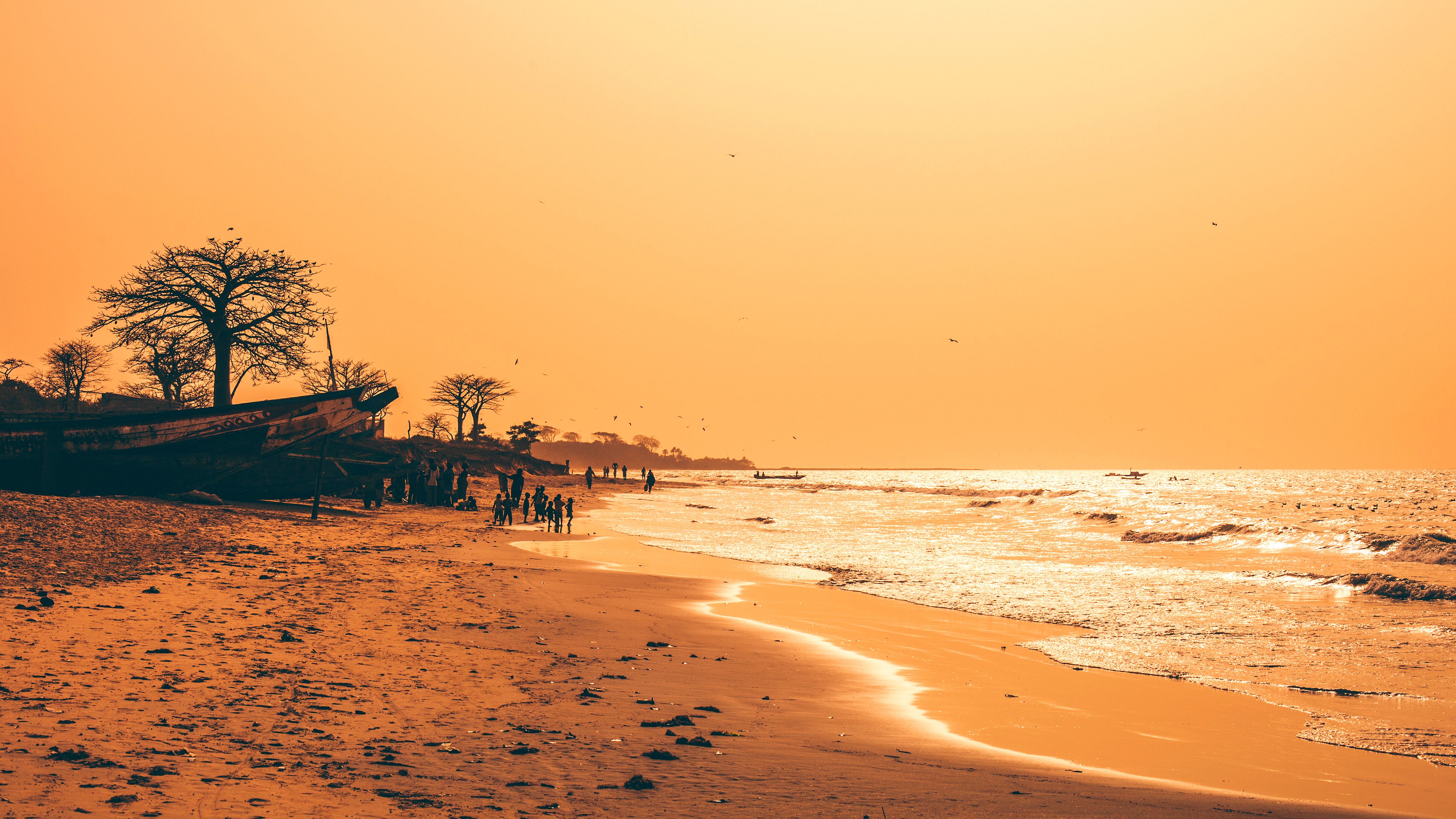 African beach at sunset time - The Gambia African beach at sunset time - The Gambia