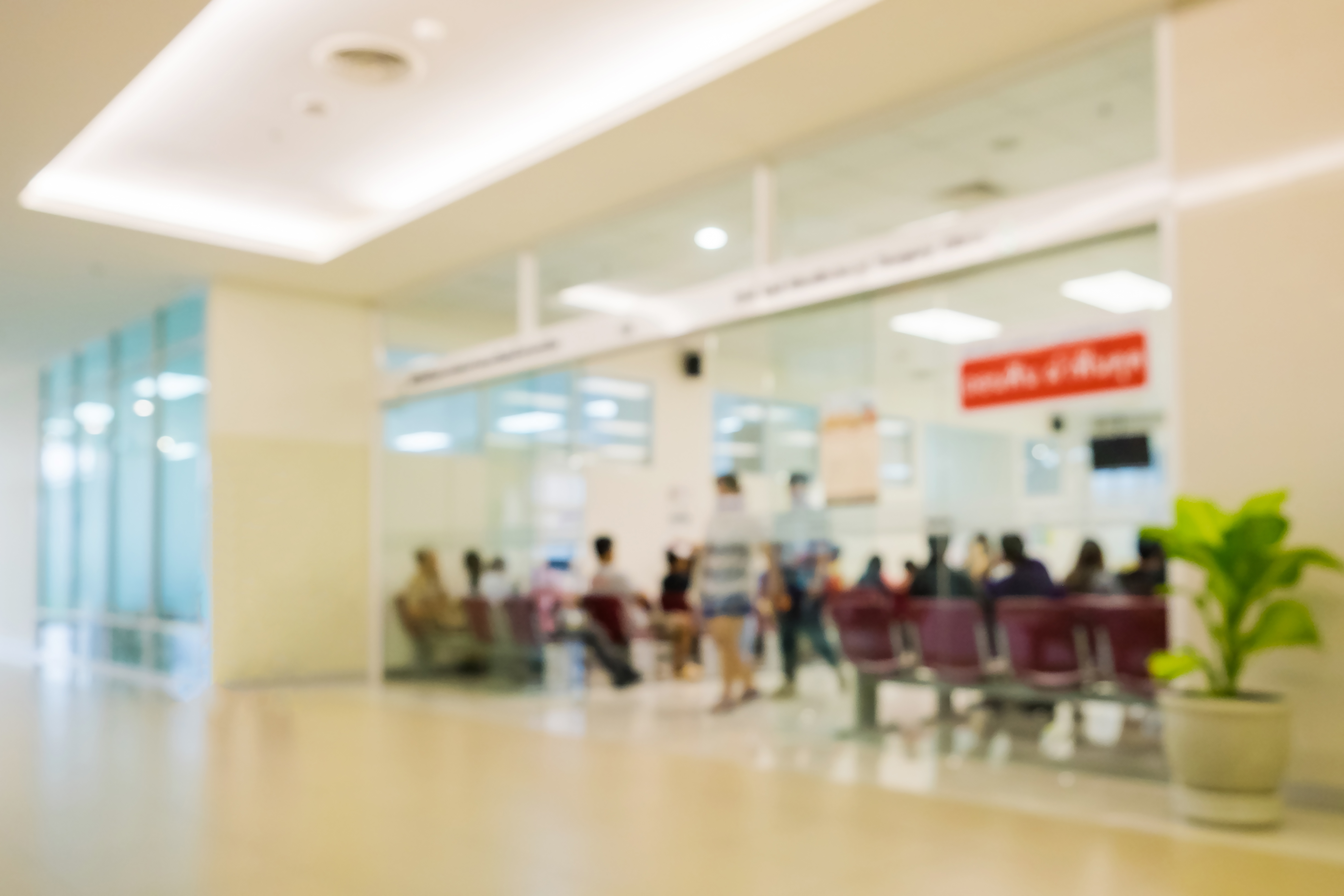 Blurred scene sliding glass in hospital