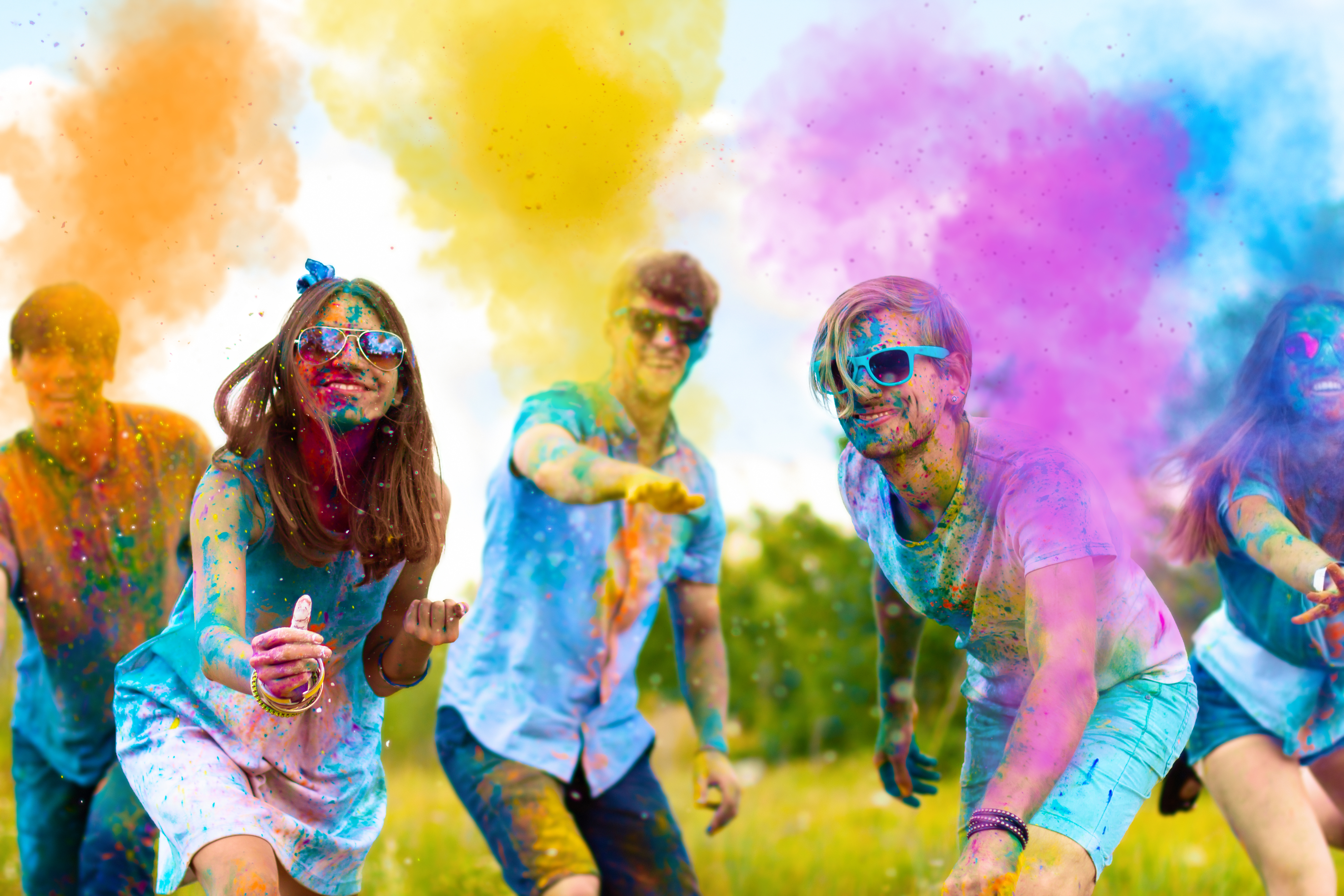 Happy outdoor holi festival party in spring Happy outdoor holi festival party in spring