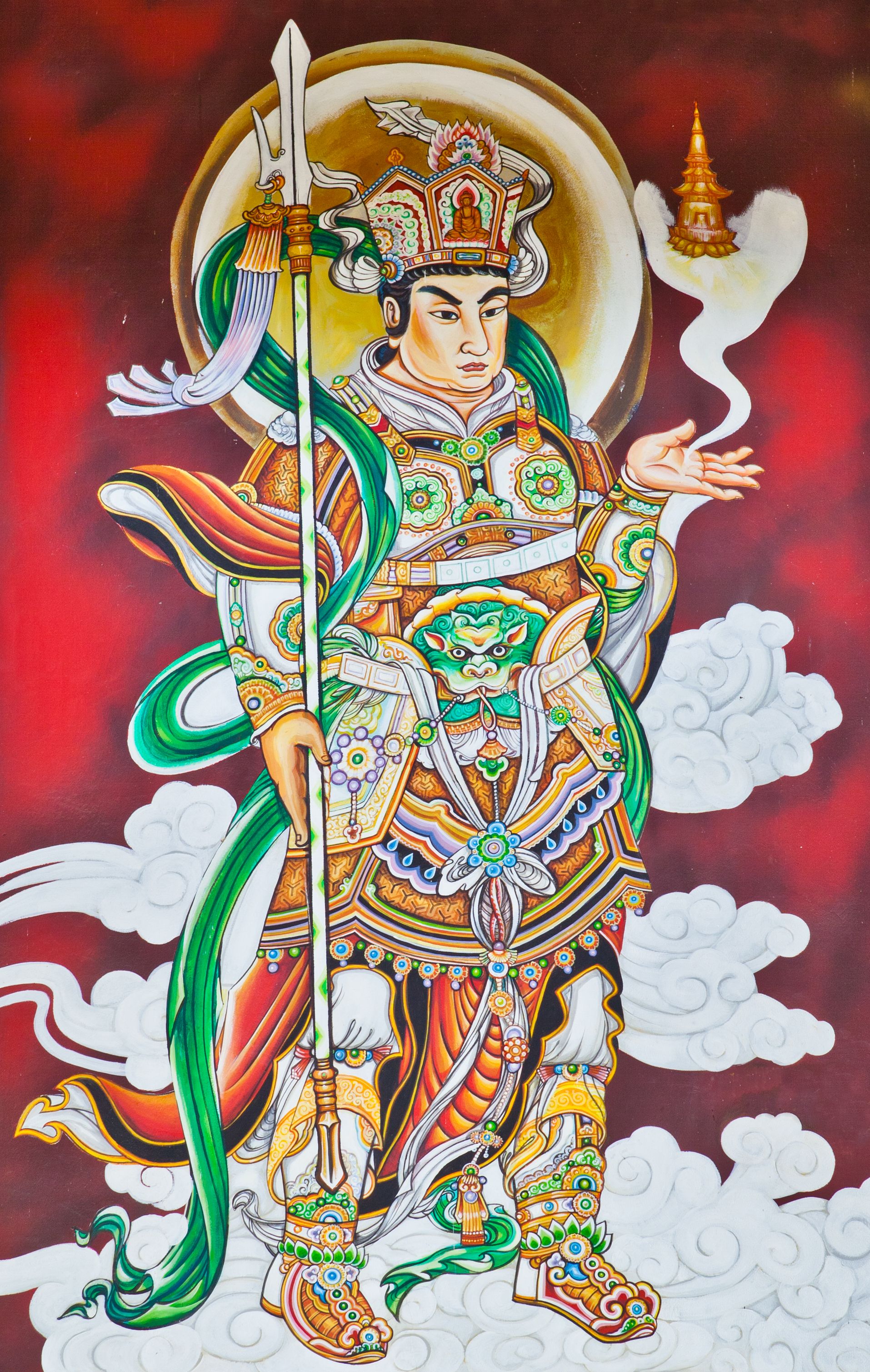 Chinese Warrior Deity Mural