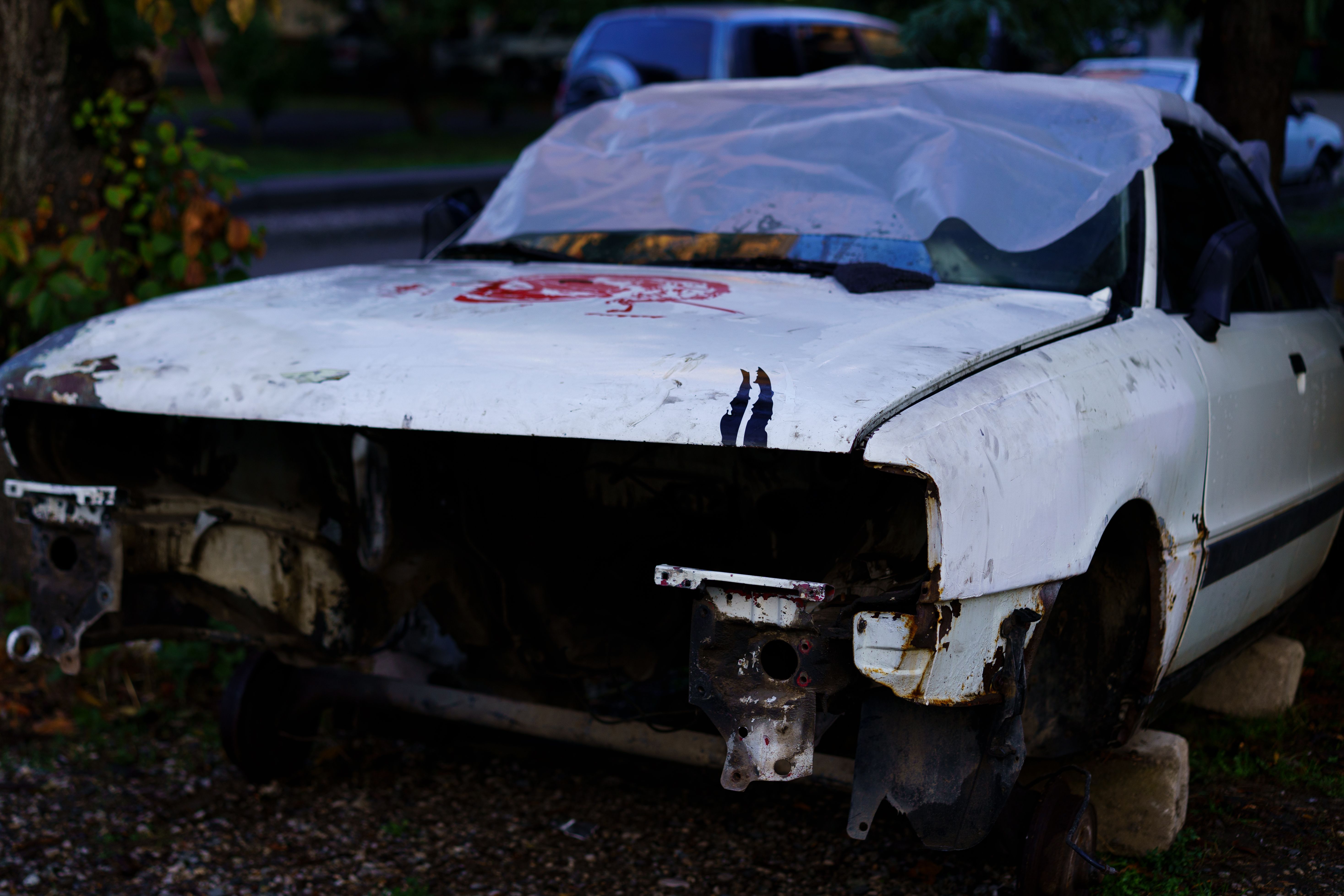 storm damaged car
