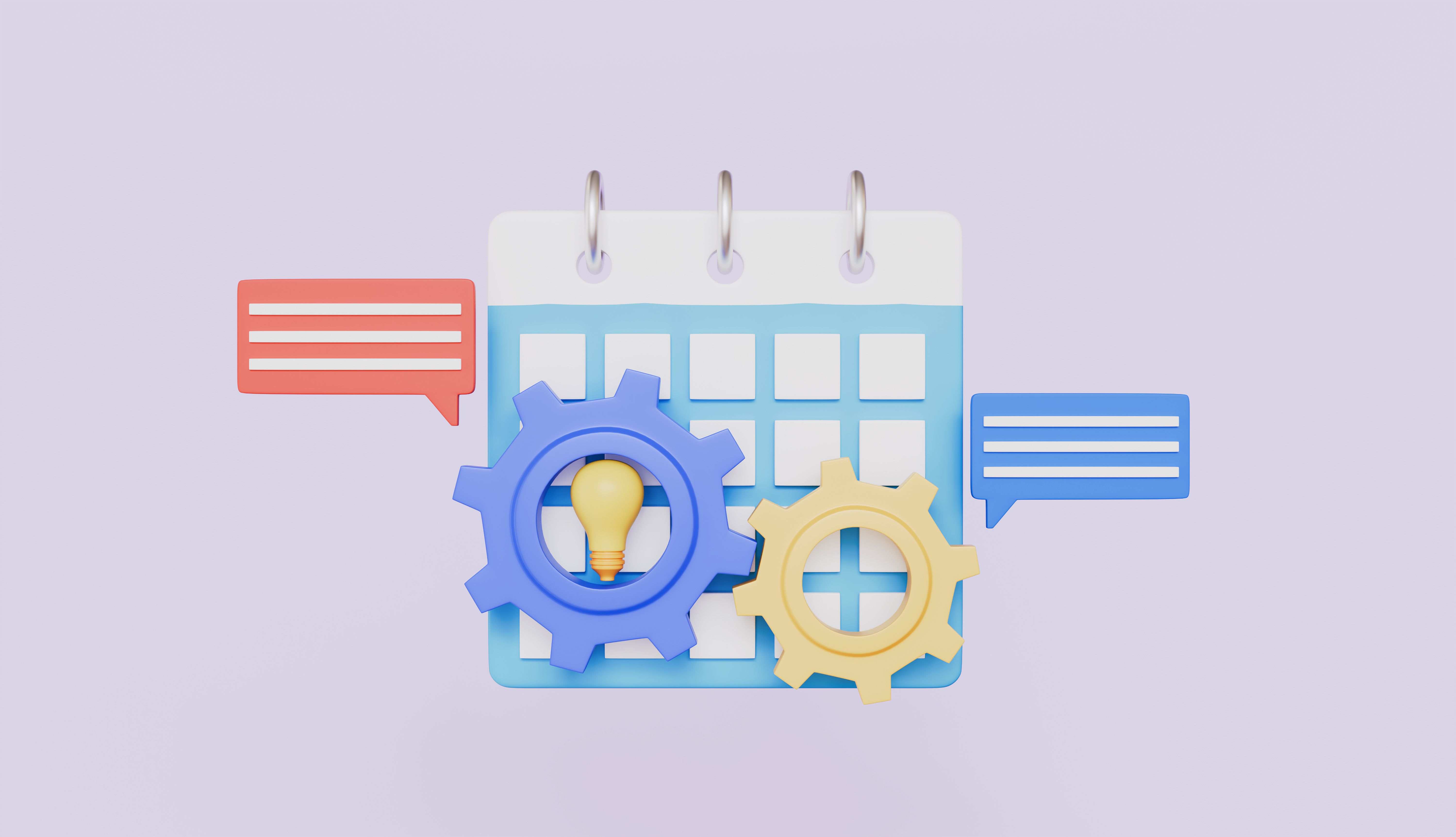 Cogwheel gear and calendar, Technical support, Repair, Setting symbol, optimization and workflow concept