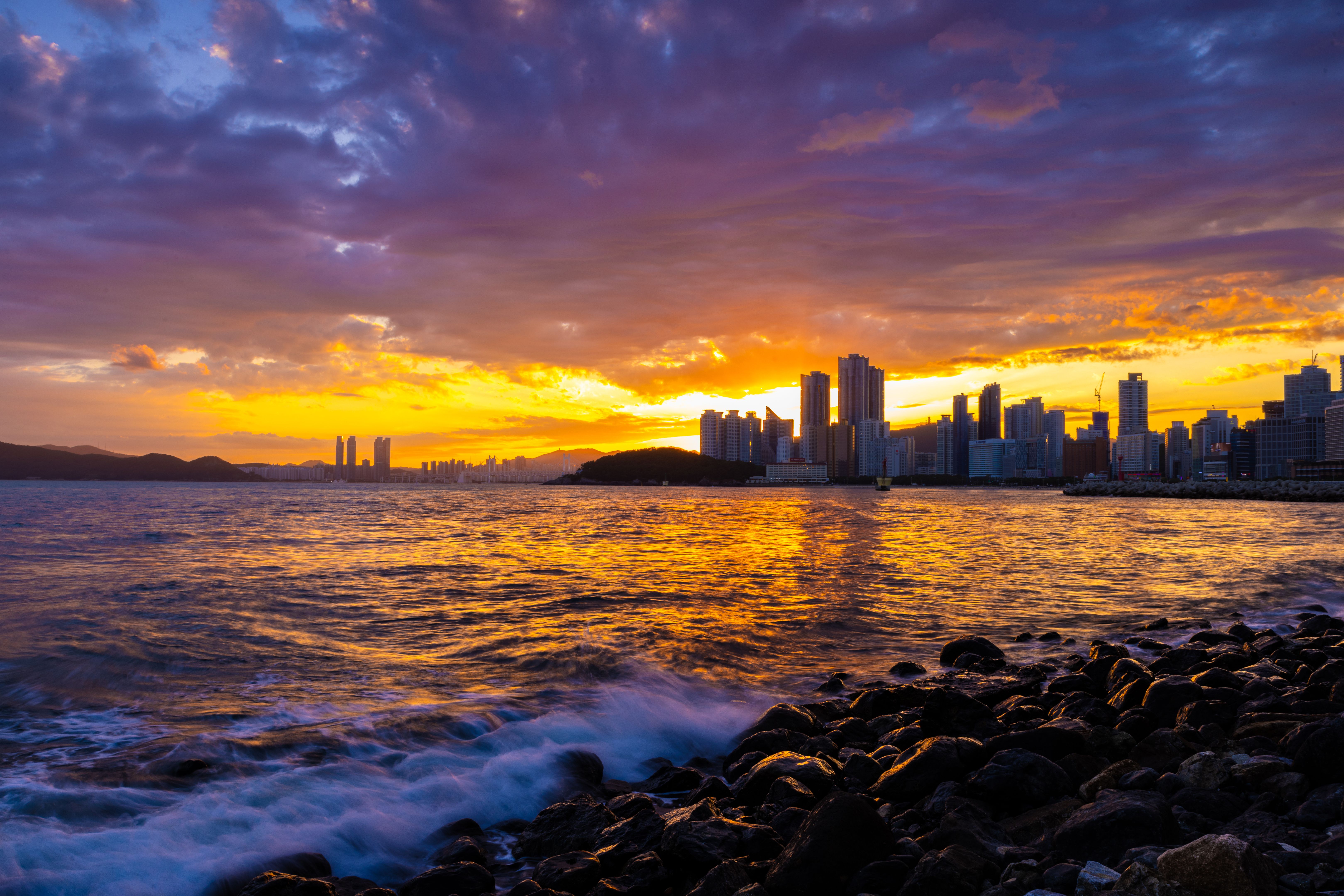 Sunset scenery in Haeundae, Busan