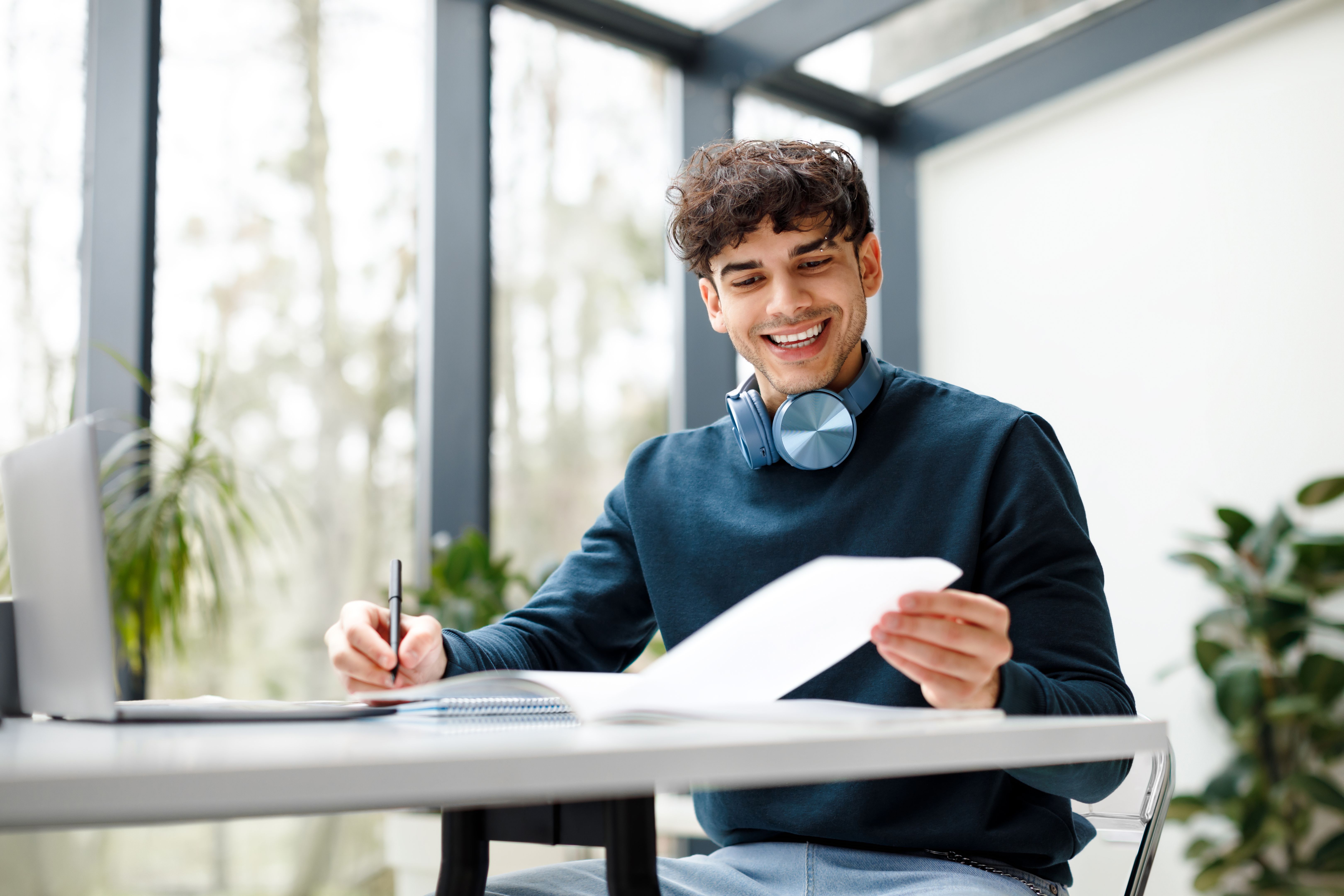 student reviewing document