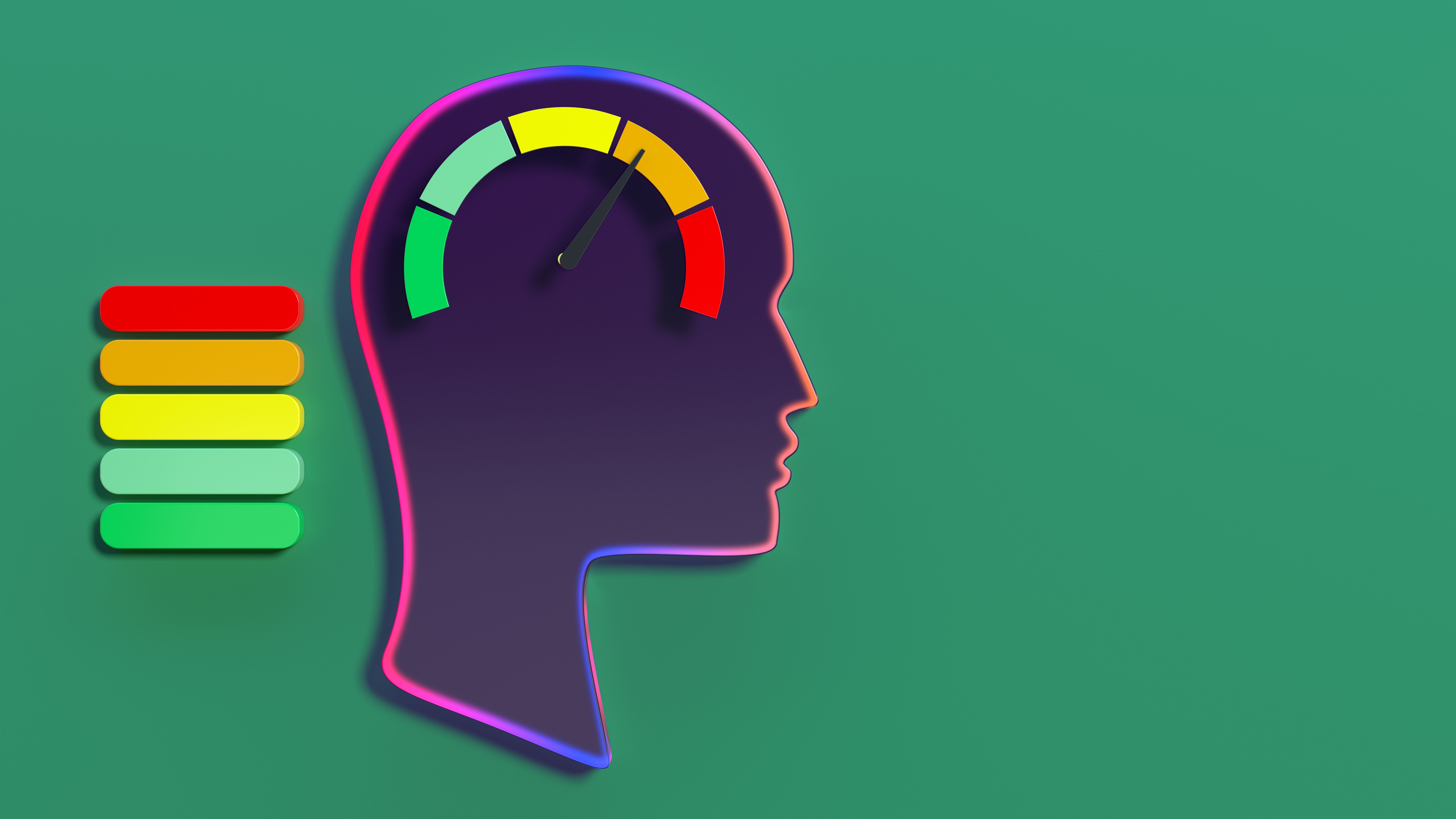 Mental health - concept without people. degrees of fatigue and burnout