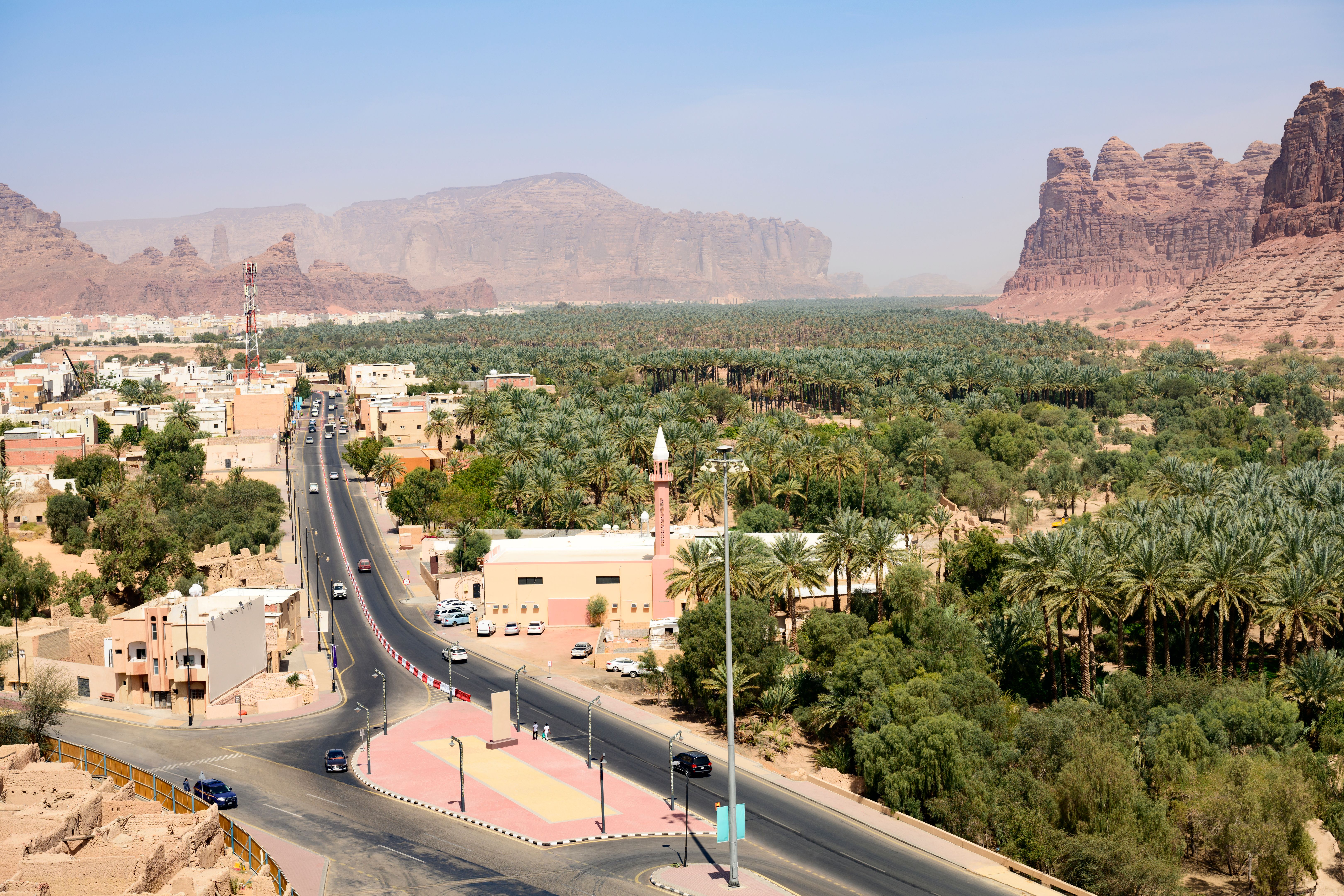 Al Ula valley with town and oasis
