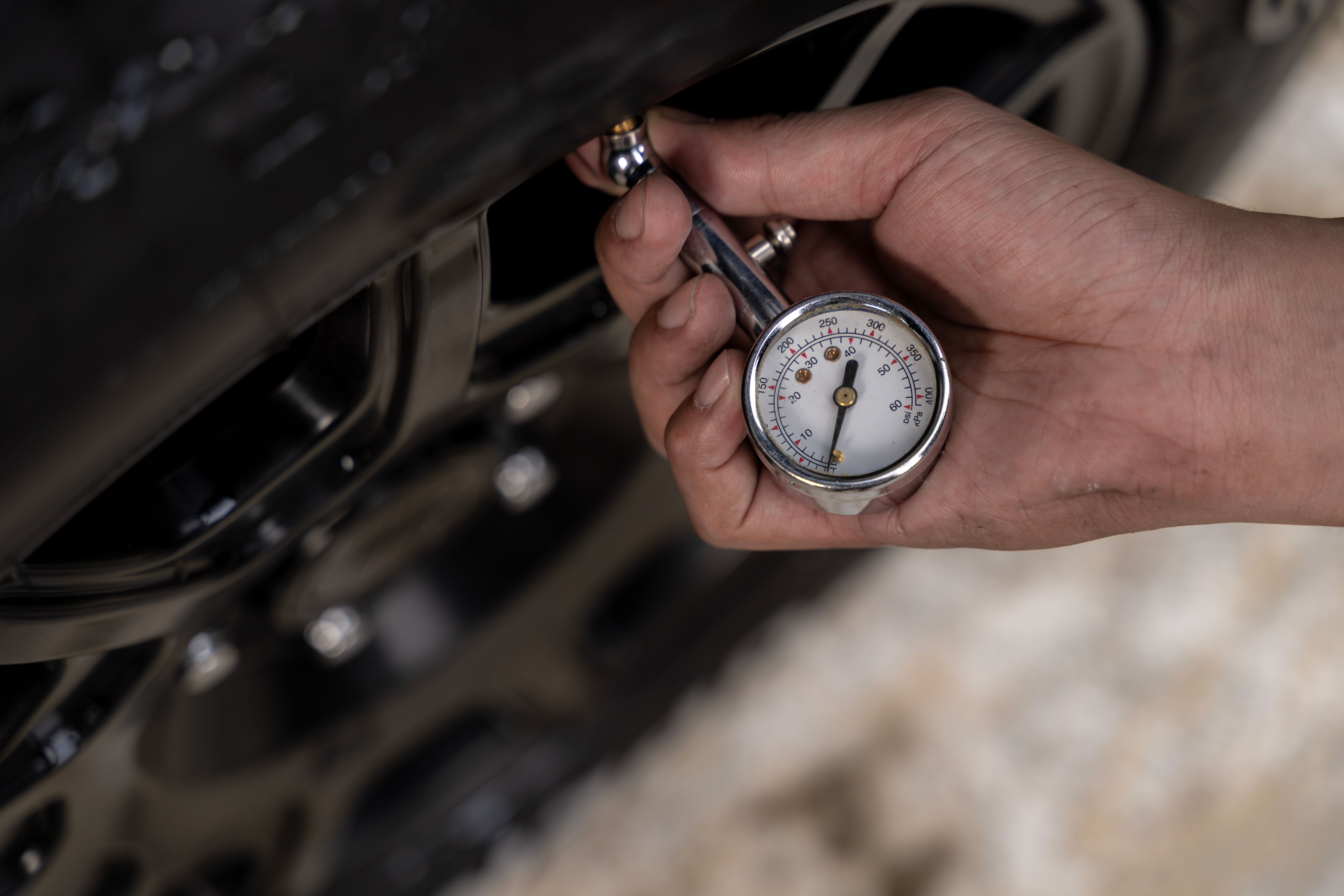checking tire pressure