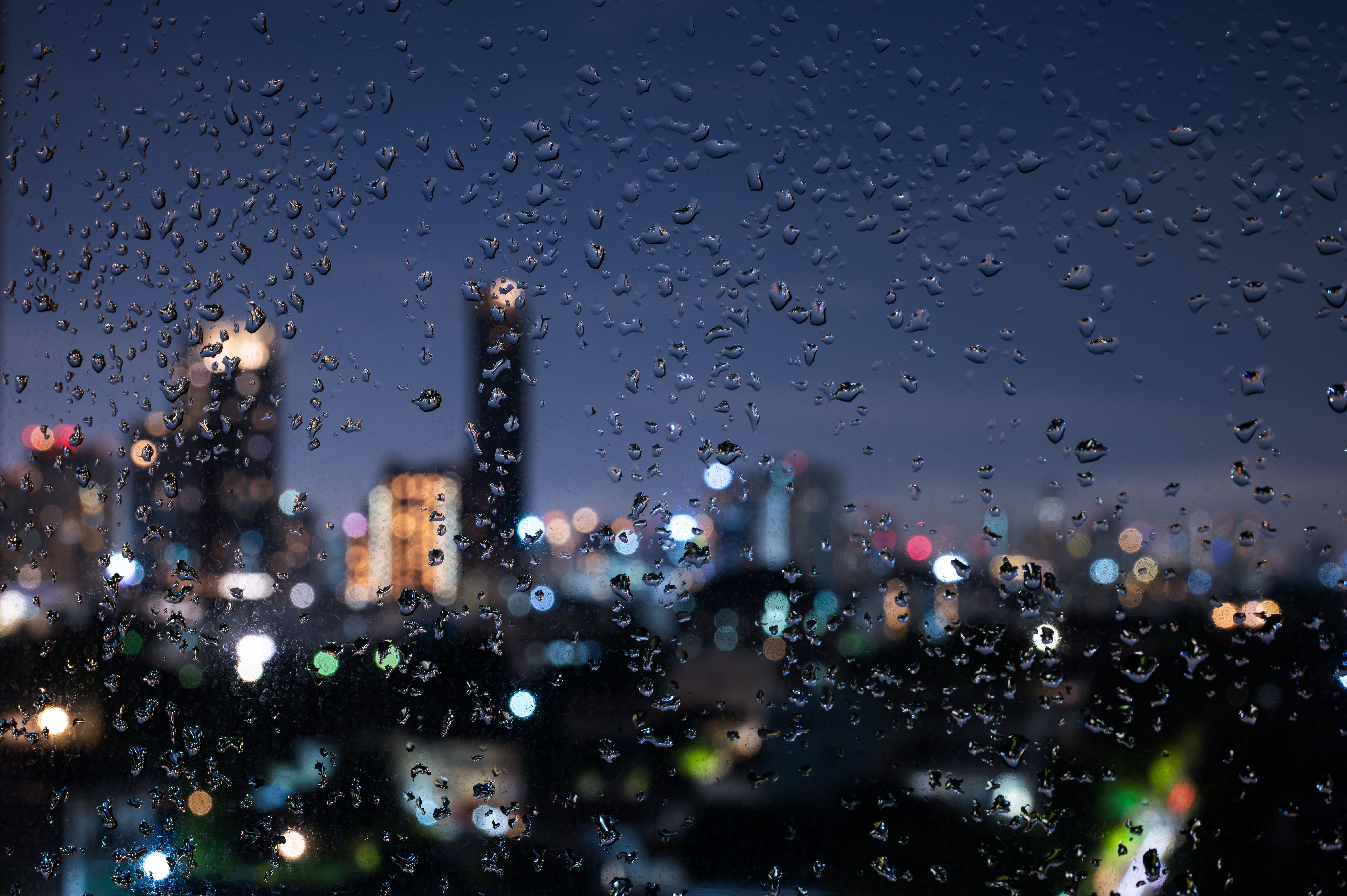 rainy city windows