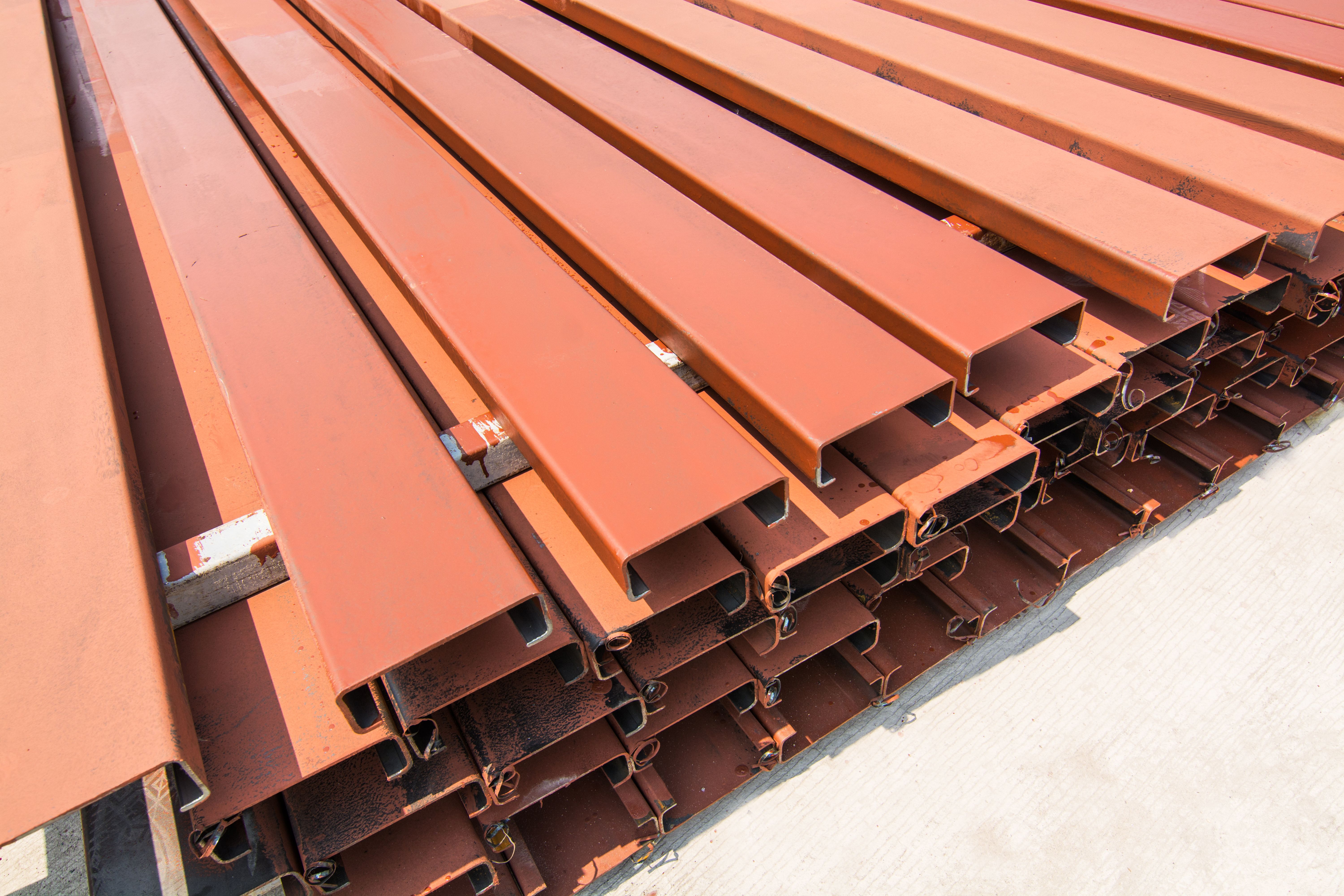 Steel channel (steel C chanel) at construction site Steel channel (steel C chanel) at construction site