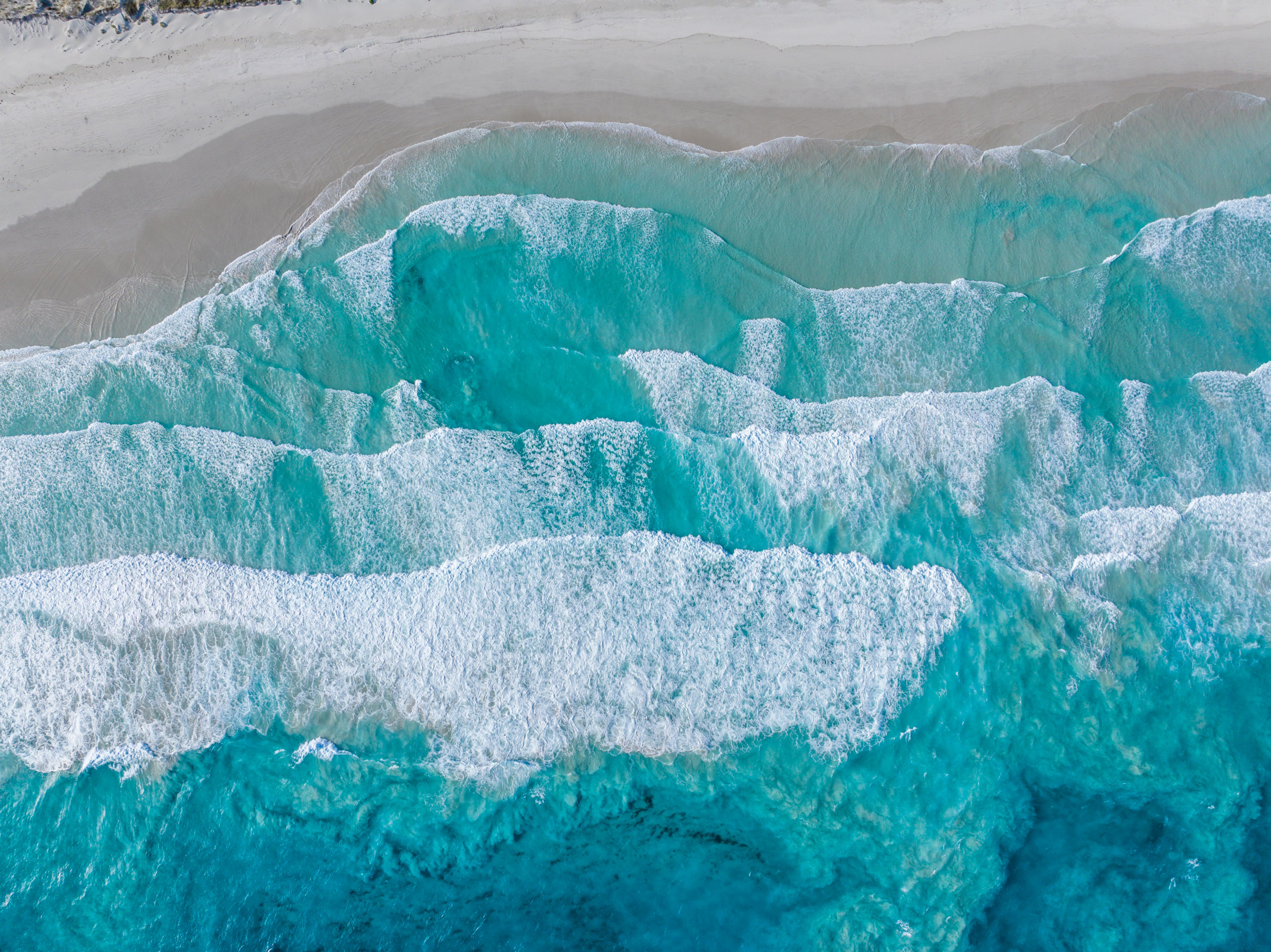 Waves hitting beaches and rocks, West Australia