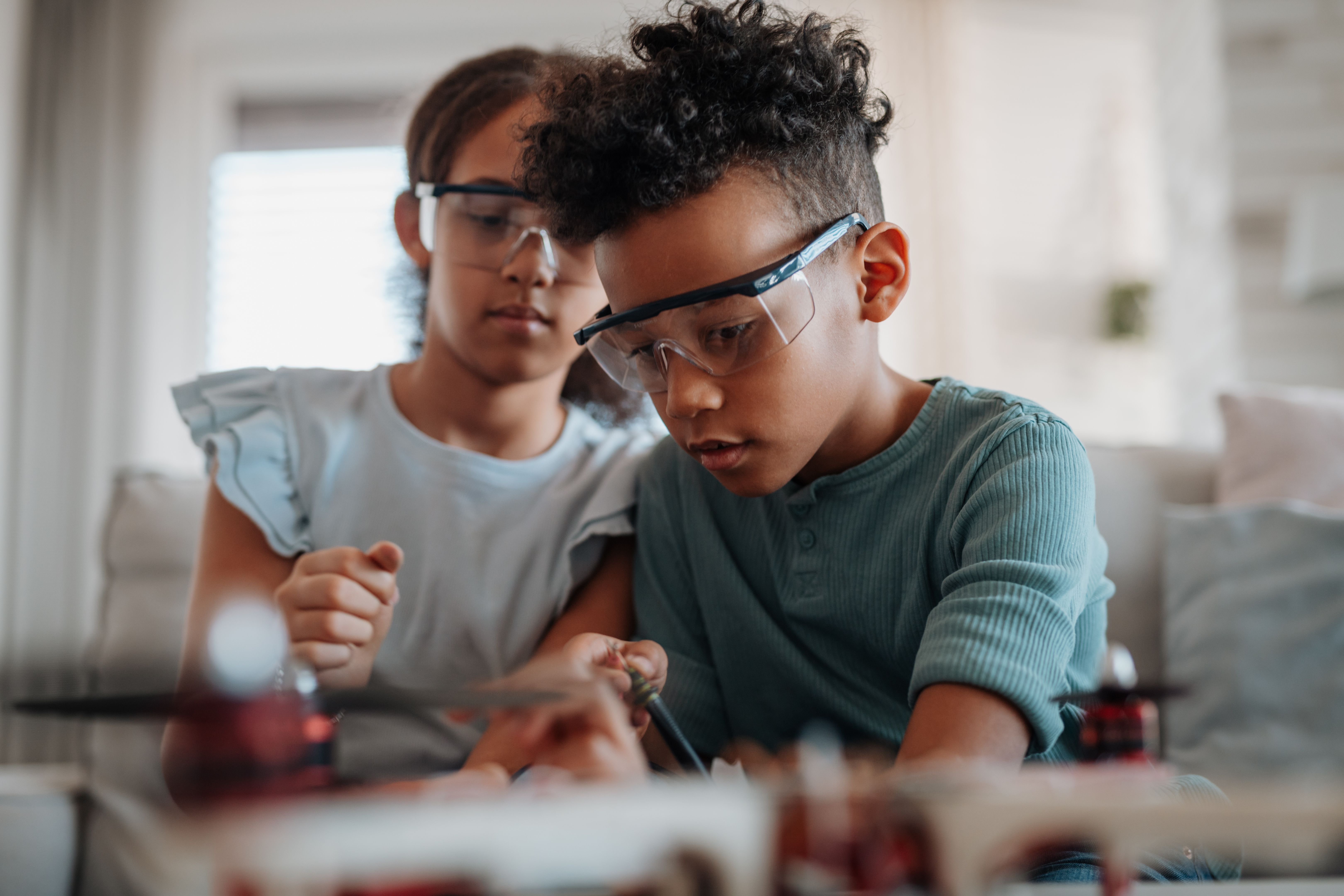 children studying STEM