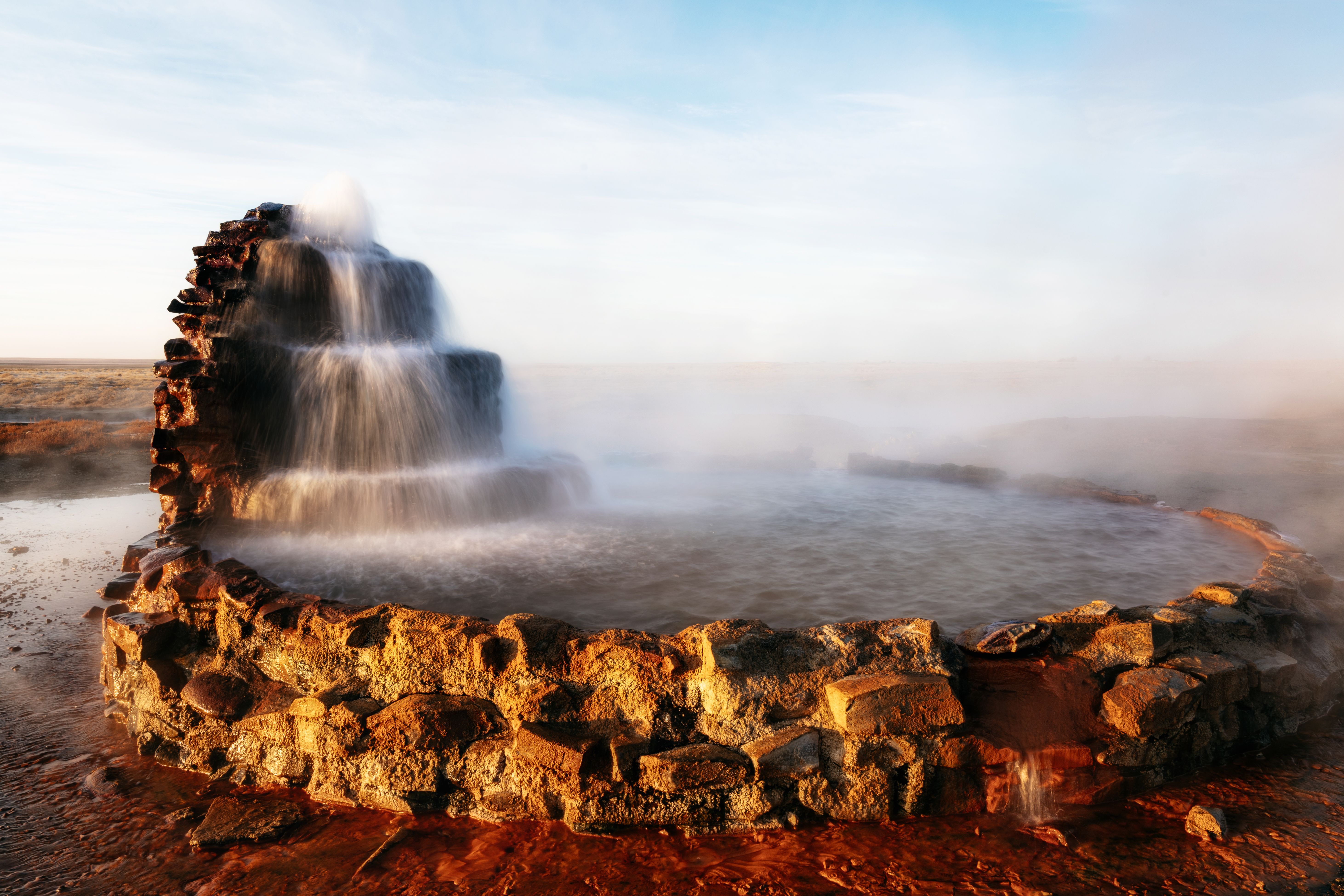 Hot spring at seabed of dried Aral Sea,
