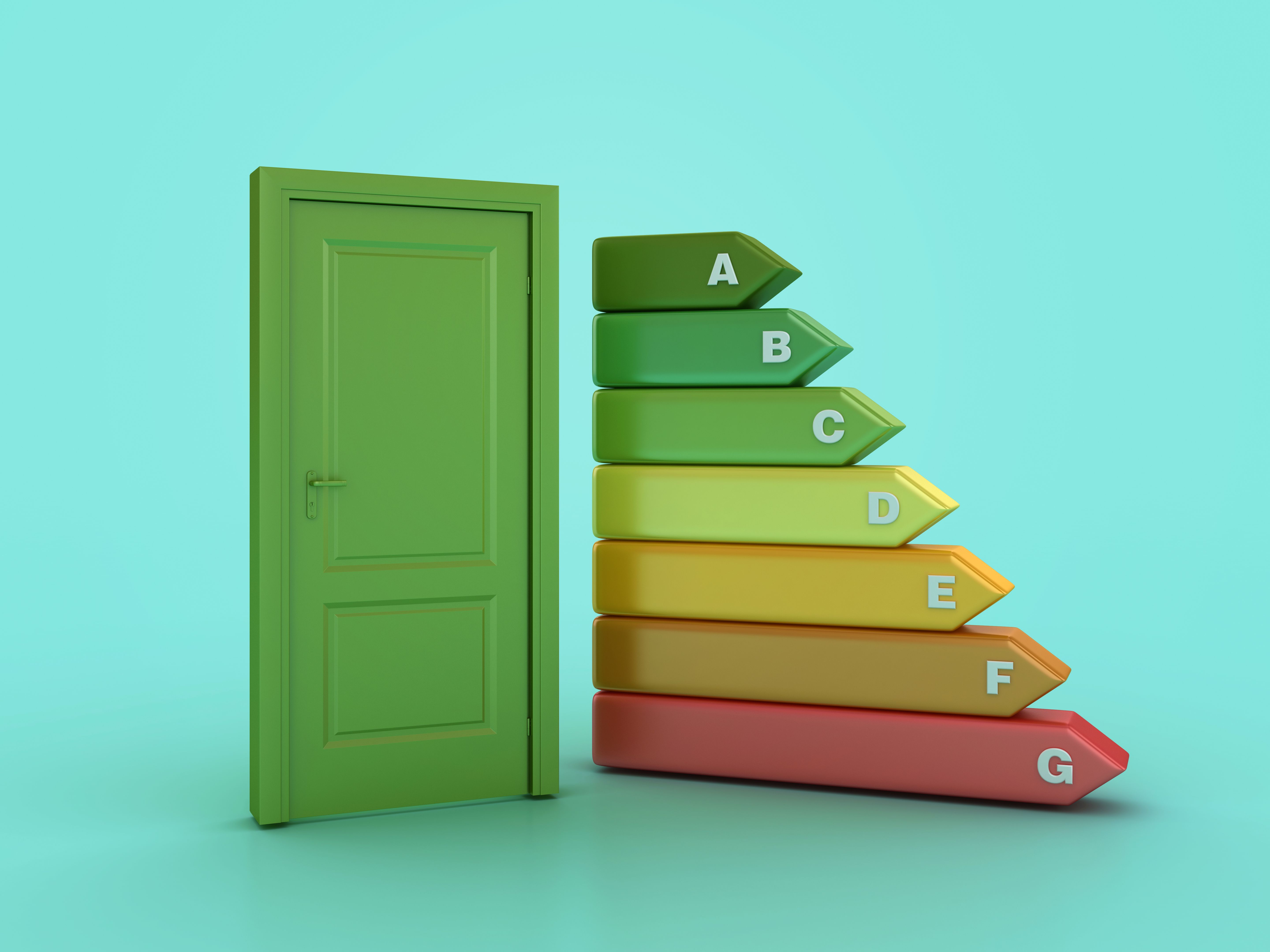 3D Close Door with Energy Efficient Diagram