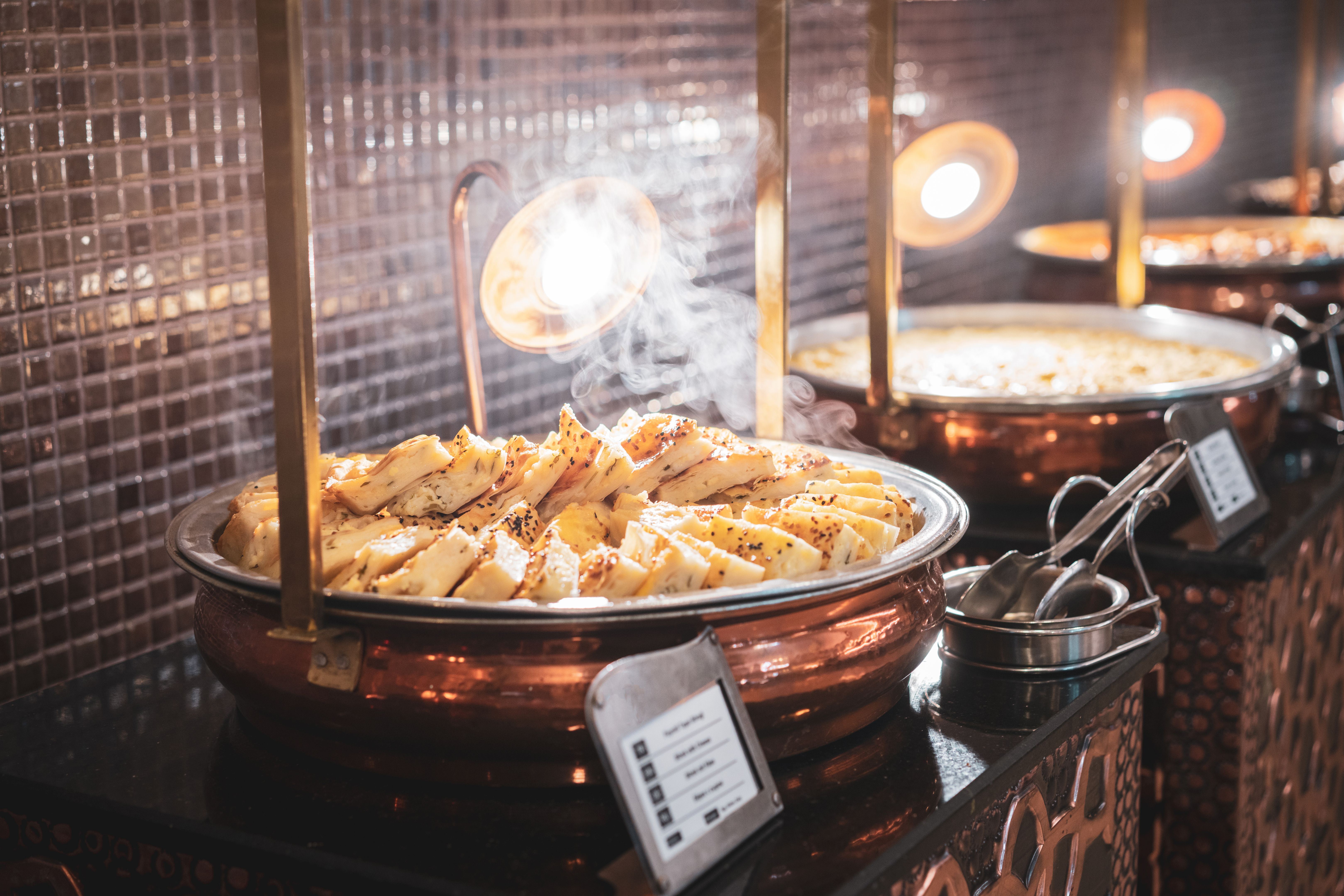 Turkish pastries and pancakes for breakfast at the hotel buffet Turkish pastries and pancakes for breakfast at the hotel buffet