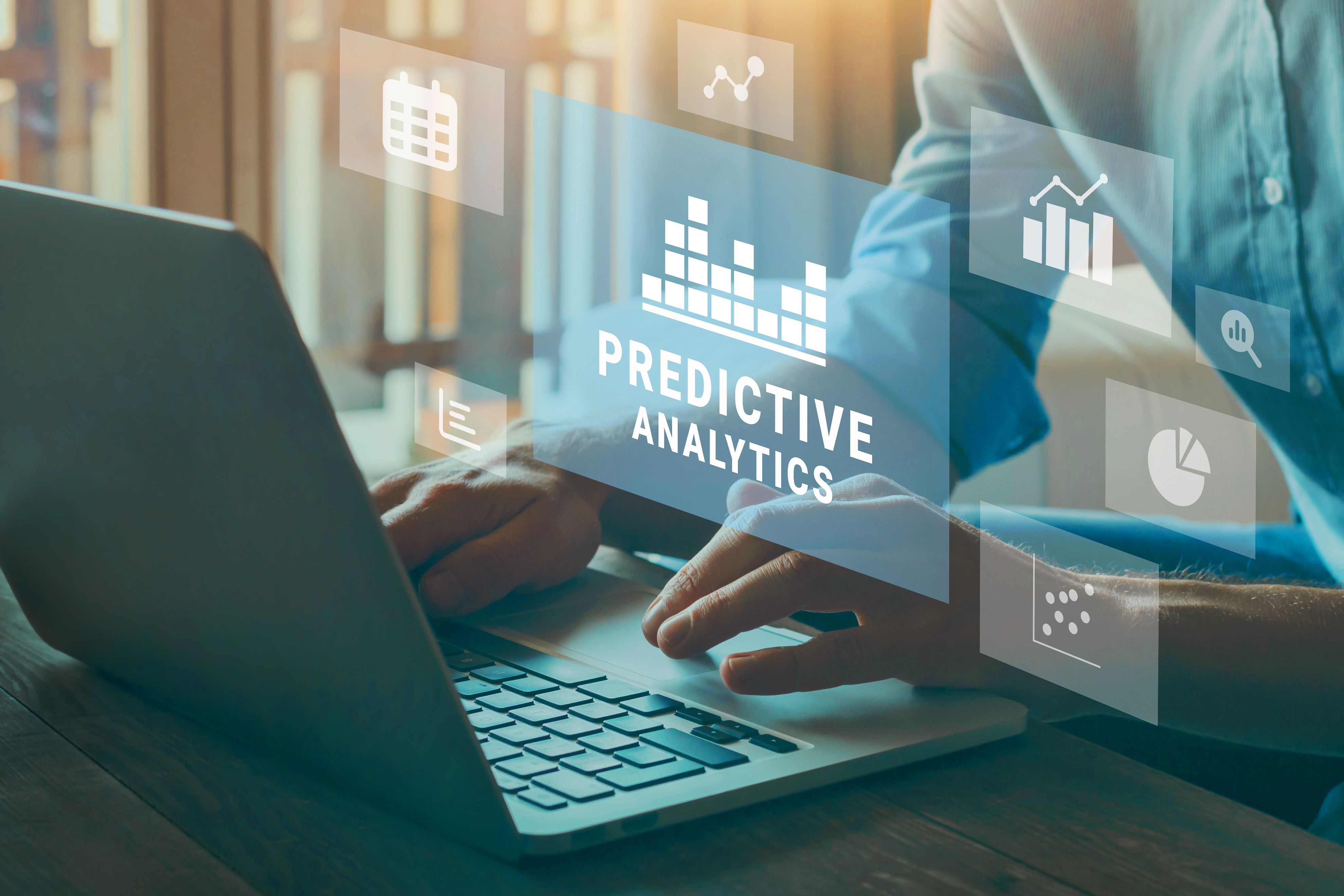Predictive analytics concept on virtual screen, business intelligence.